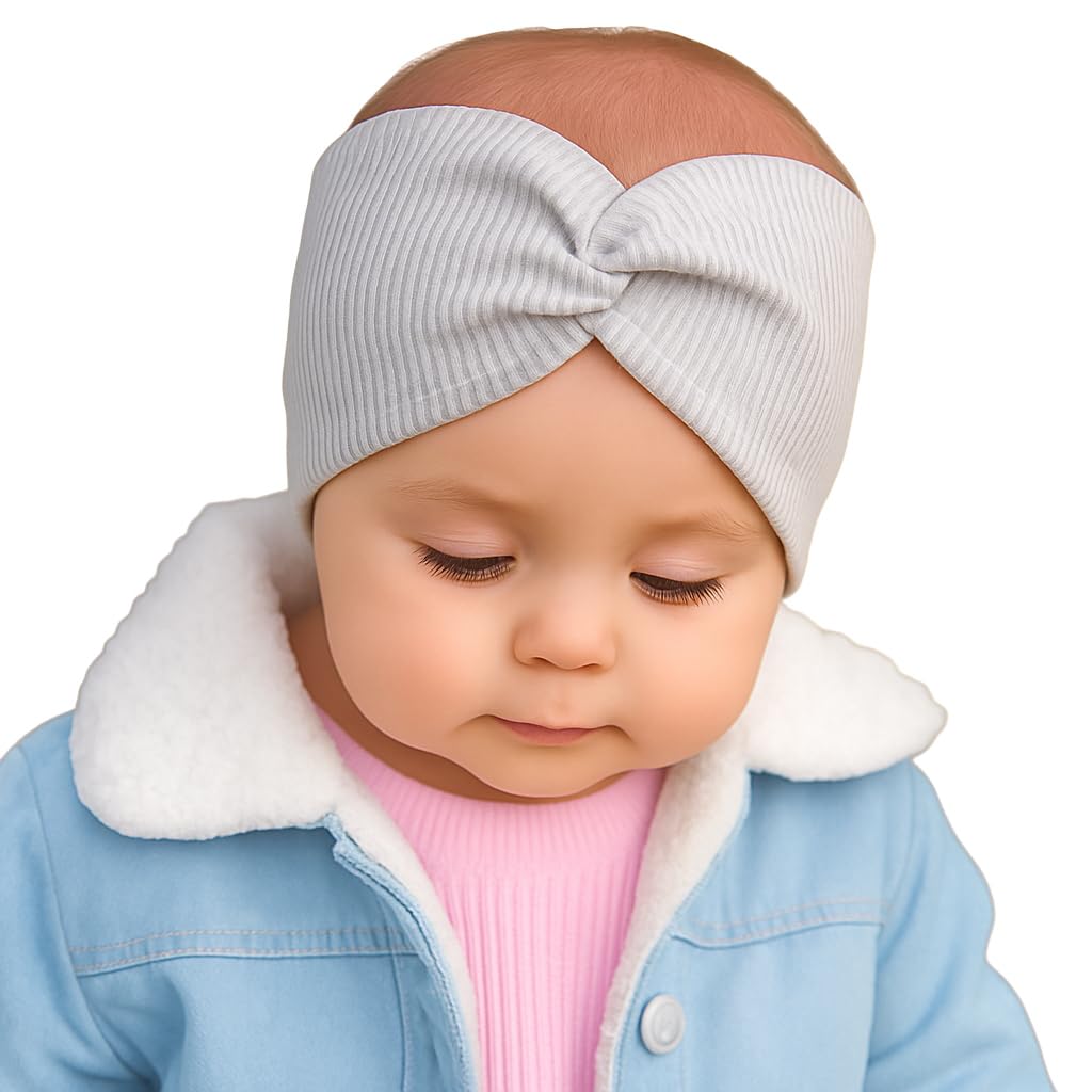 SYGA Baby Headband Threaded Soft Strechable Hairbands Newborn For Infant Toddlers Kids 0-3 Years(Grey)-image-18