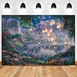 Fairy Tale Prince Beauty Backdrop 9x6ft Palace Castle Garden Lake Lantern Romantic Dating Girl Princess Birthday Party Photography Background YouTube Photo Studio Prop Wallpaper LYST910