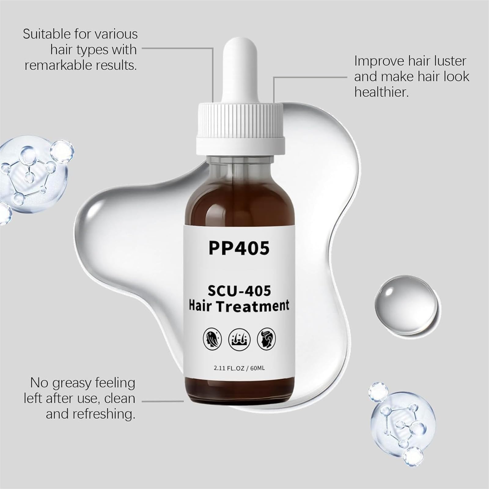 Trattamento dei capelli PP405, olio per la crescita dei capelli SCU-405, siero perdita anti-capelli, olio nutriente del cuoio capelluto, riparazione dei danni, prevenzione delle perdite (3pcs)