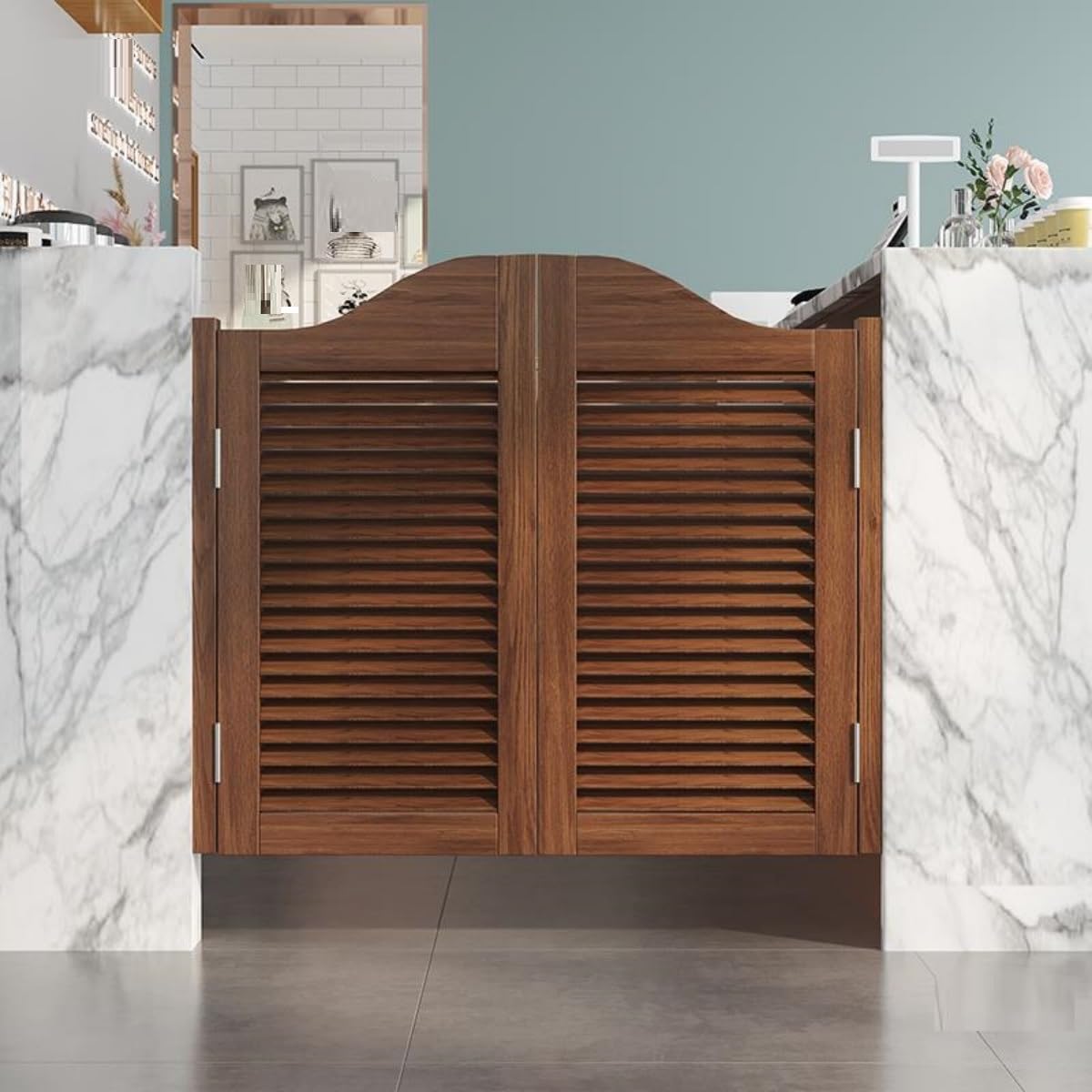 Porte battante en bois double battant salon intérieur style Art Déco