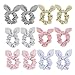 Hair Scrunchies Ties with Bow - Striped Bunny Ear Hair Elastic Bands Ponytail Holder for Women Accessories 12pcs