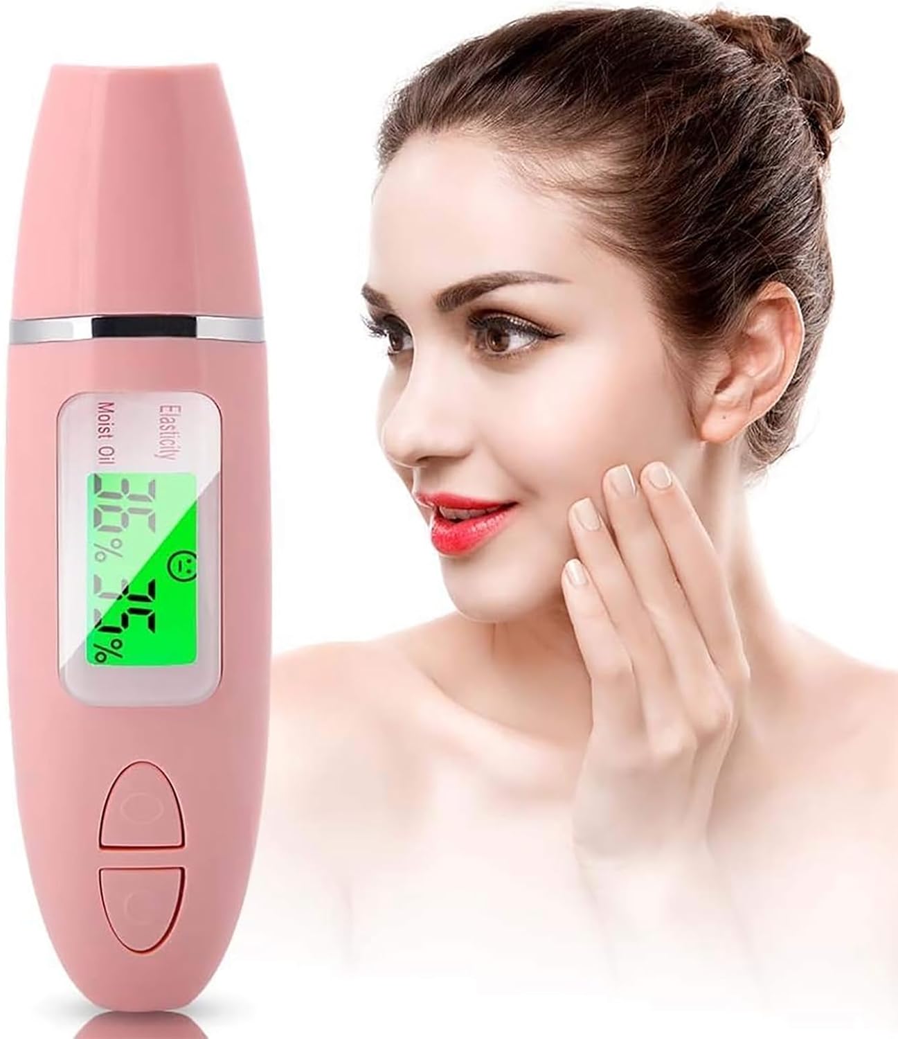 Skin Analyzer, LCD Display Body Oil Water Moisture Tester Analyzer, Skin Sensor Meter with 10 Groups Memory Function & Stylish and Portable, Compact Pen-Type Design for Home Travel Salon