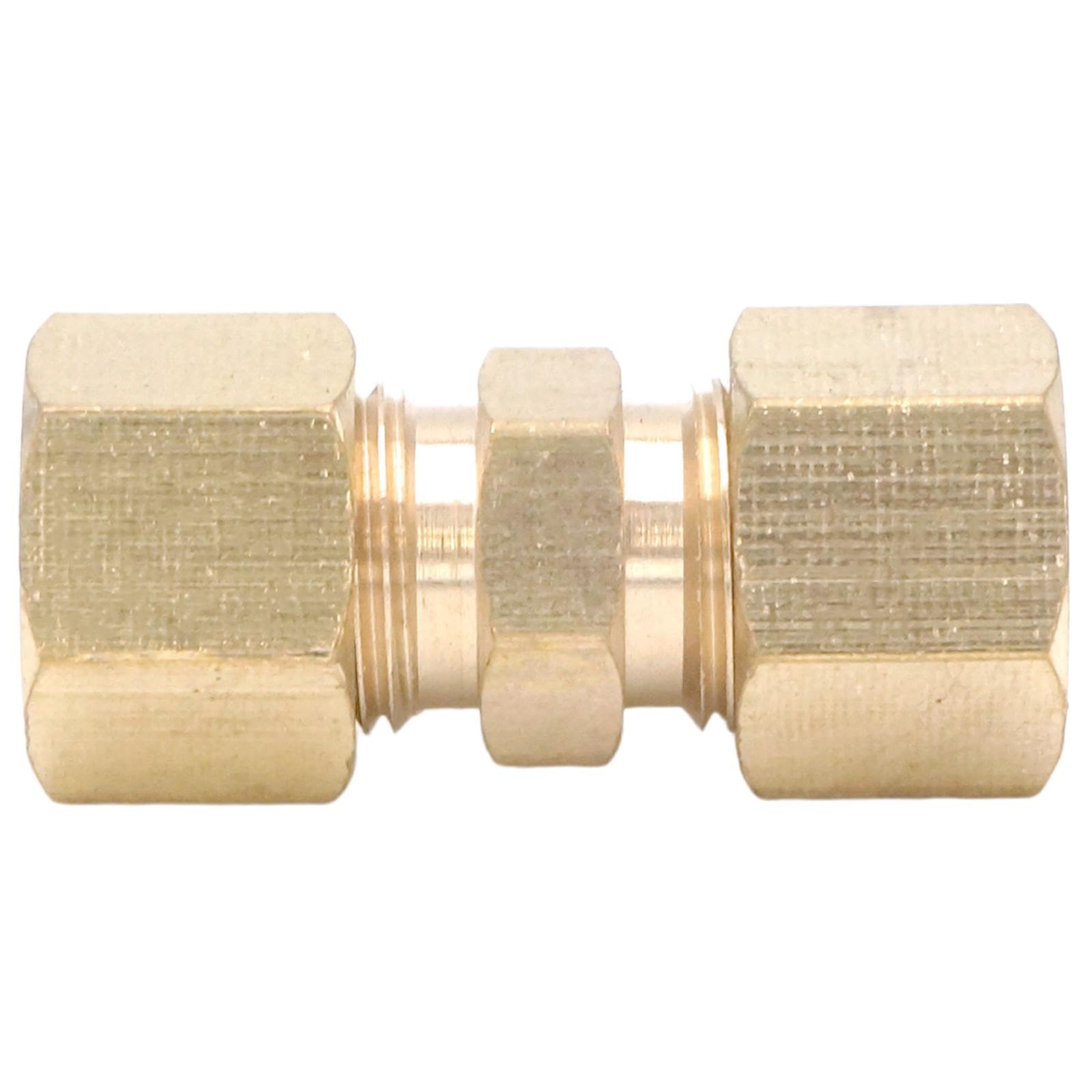 Compression Fitting Fit 3/8" - 1/2" Tube O.D Straight Equal Hex Reducer Brass Pipe Connector