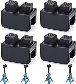 Jack Stand Pads, Universal Rubber Jack Pad Adapter, Rail Pinch welds Protector, for Jack Stand Universal Rubber Slotted Frame Rail Pinch Welds Protector, Weld Side Frame Rail Protector Pad, 4 Pack