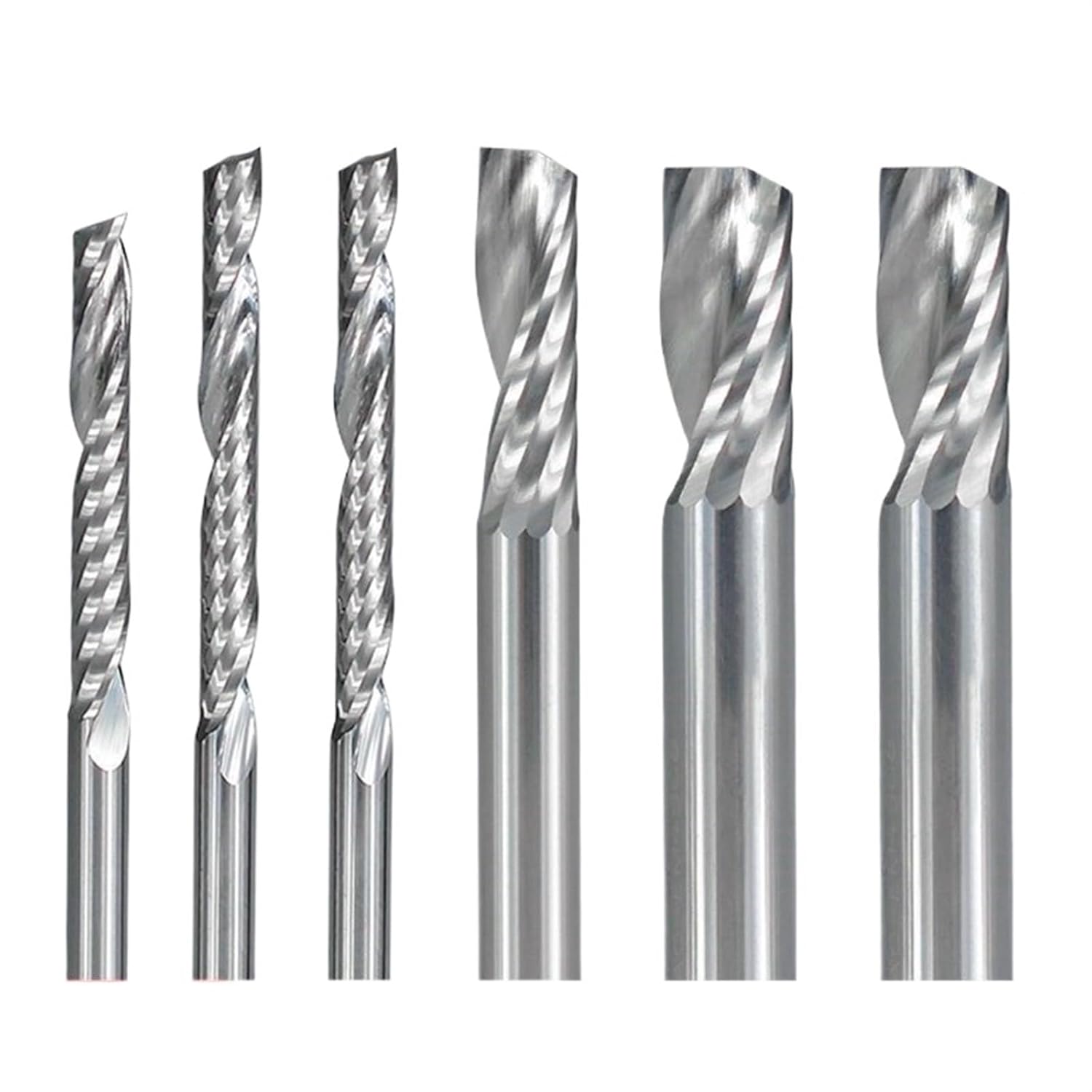 Single Flute Milling Cutter 3.175/4/5/6/8mm Shank Spiral CNC Router Bits Tungsten Carbide End Mill CNC Cutter for Woodworking 1Pcs(6x6x17x50mm)