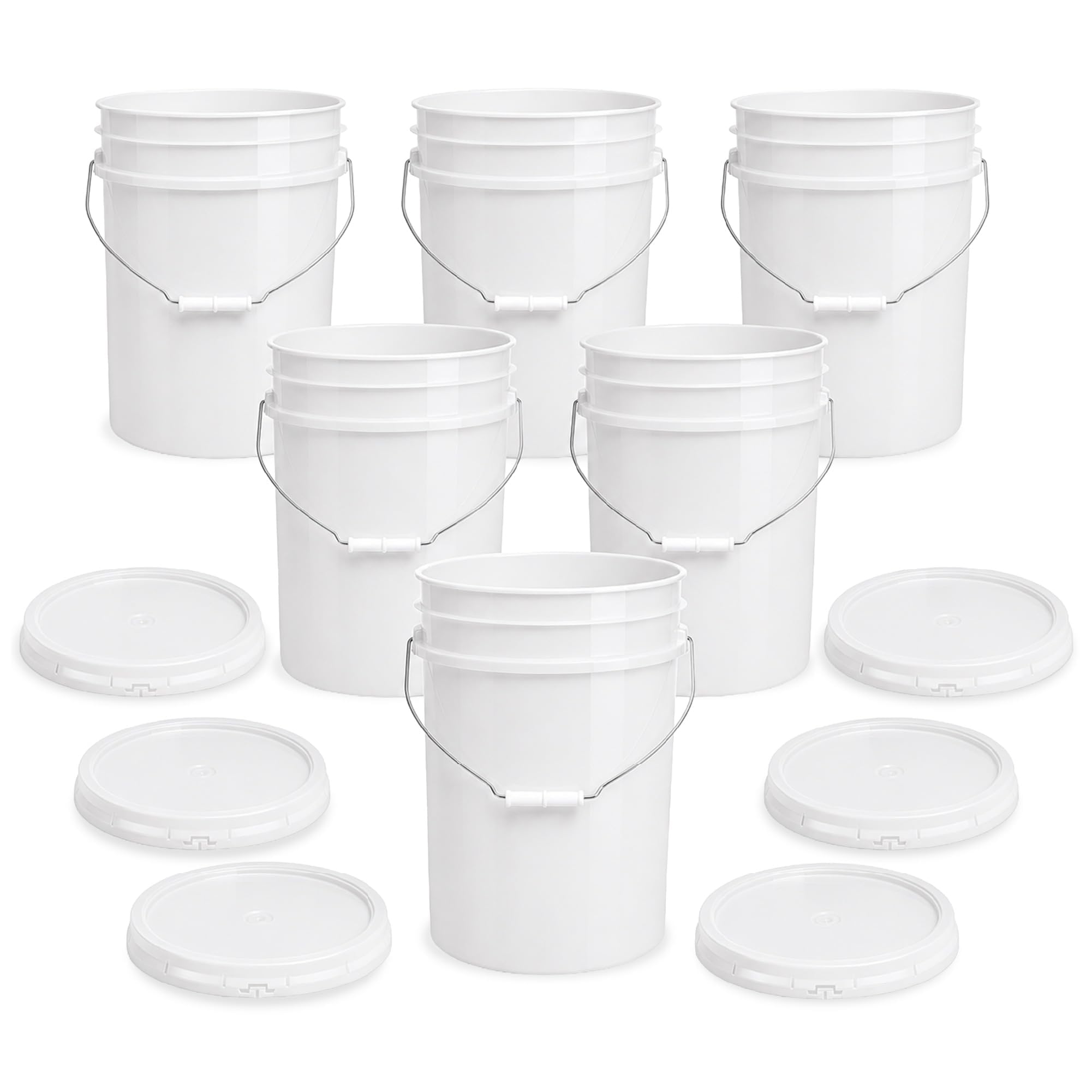ePackageSupply 5 Gallon Bucket - Food Grade w/Lid BPA-Free,6 Pack -Natural