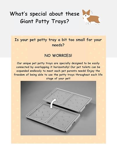Dog Pee Pad Holder with Raised Mesh Grate – Expandable Indoor Puppy Potty Tray, Heavy Duty Plastic, Keeps Paws Dry, Fits Standard 24x15 Pads – Alpha Dog Series