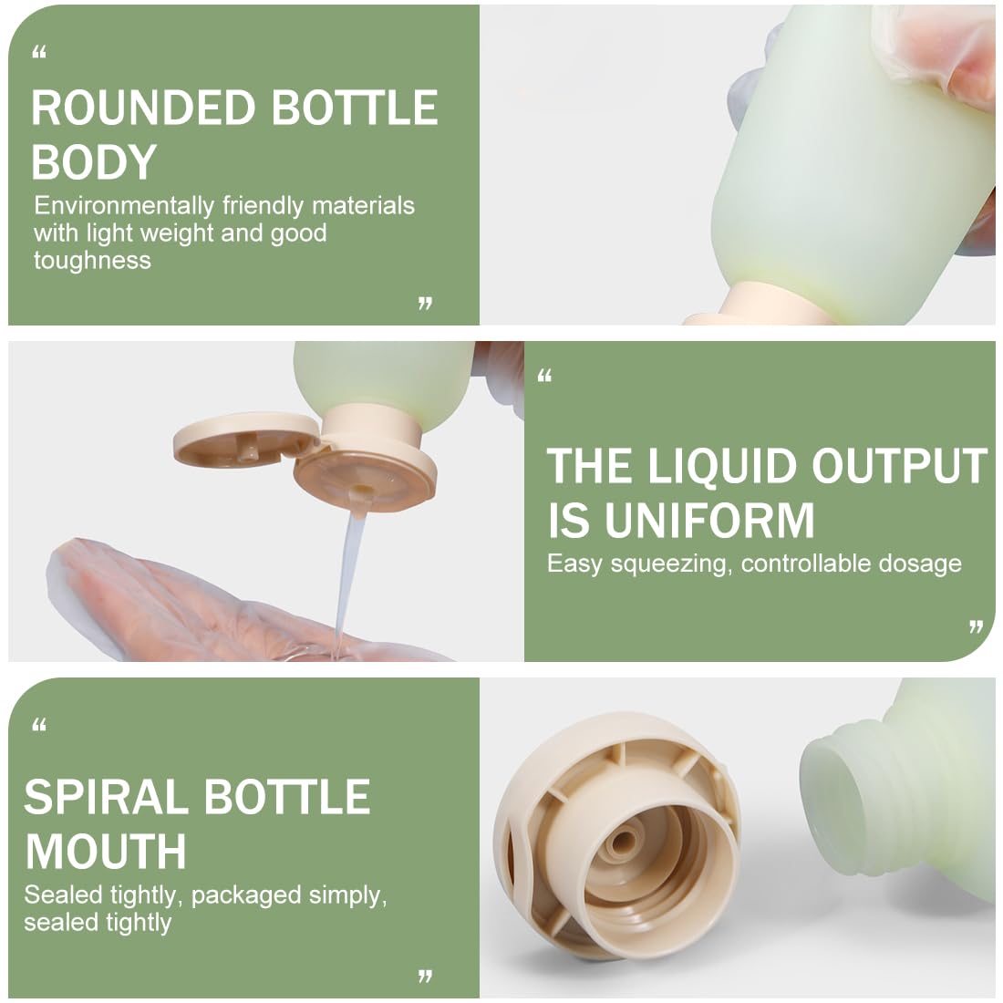 Bottiglie per Shampoo, 4 pezzi, Bottiglie da spremere,confezione contenitori vuoti da 260 ml, Flaconi da Viaggio Ricaricabili, Idéal pour Shampoing, Gel Douche, Crème, Lotions