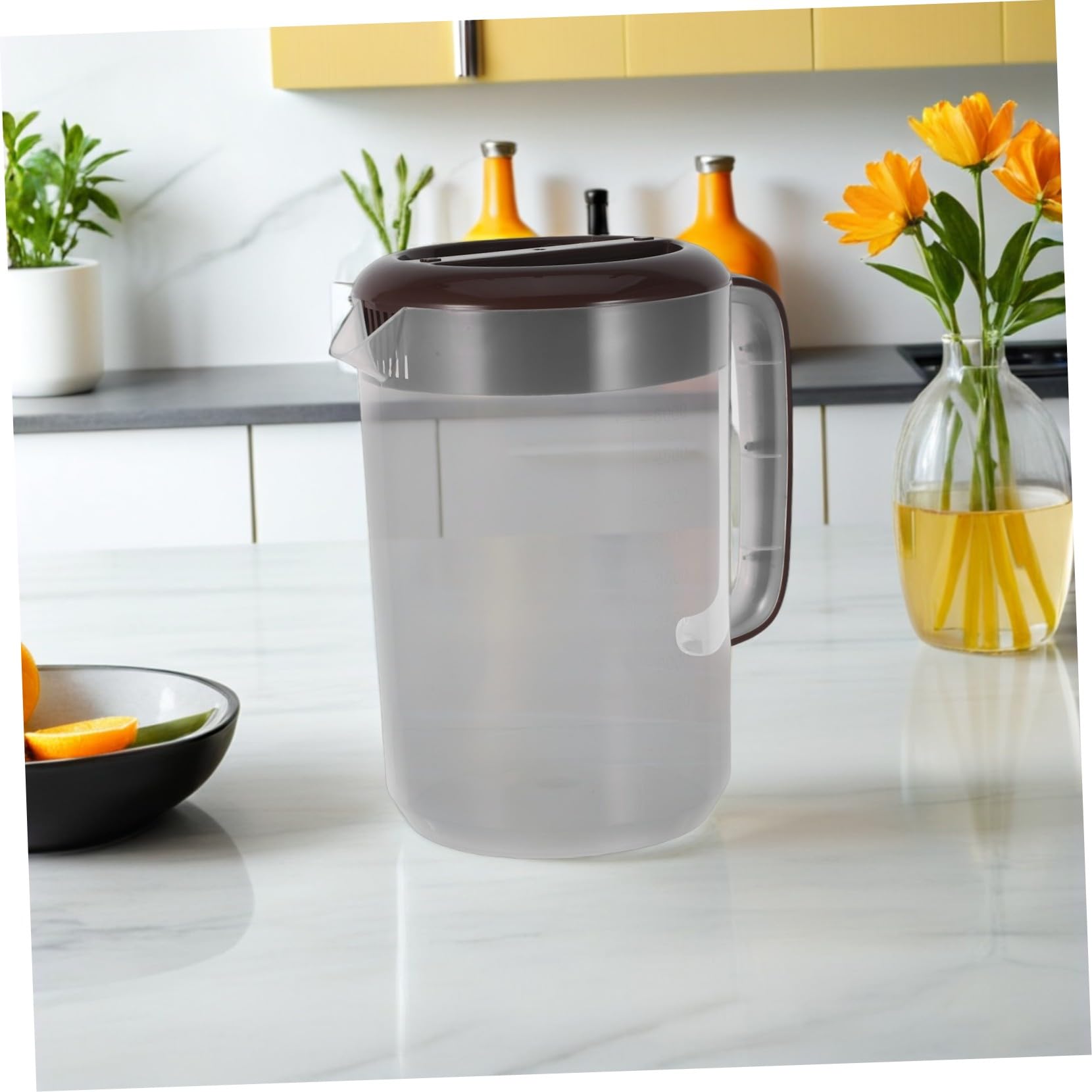 SHINEOFI Jarra de Agua Grande con Tapa Jarra de Jugo de PP Reforzado Resistente con Escala de Medición para Bebidas Frías para Casa y Refrigerador