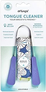 DrTung’s Stainless Steel Metal Tongue Scraper - Tongue Cleaner for Adults, Kids, Helps Freshen Breath, Easy to Use Comfort...
