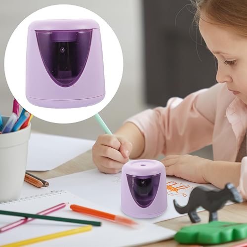 Miniatura 6 de STOBOK Sacapuntas eléctrico, sacapuntas automático, sacapuntas multifuncionales, lápices pequeños, herramienta de afilado para niños, papelería,