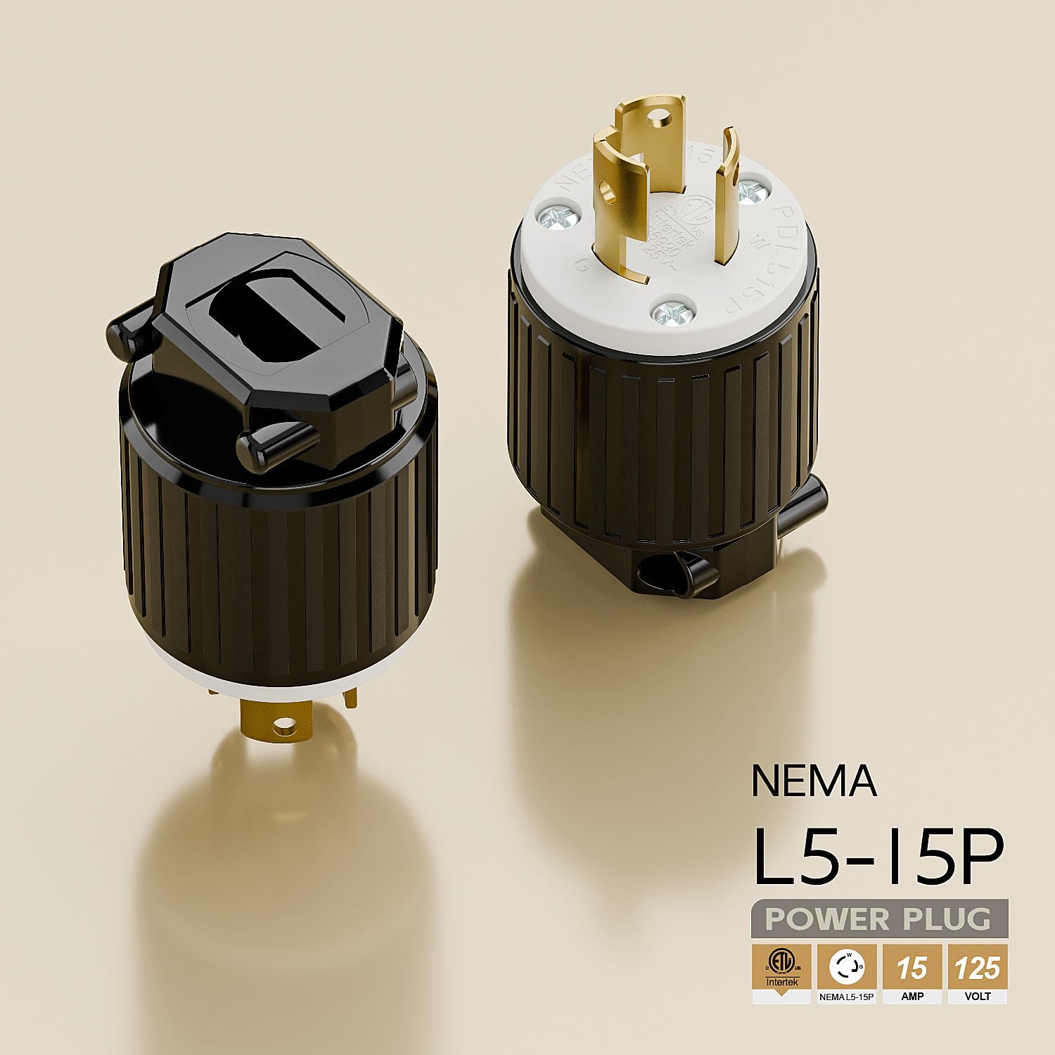 アイデンティティ15Ｐ NEMA L5-15P Locking Plug, Twist Lock Male 15Amp 125Volt Generator