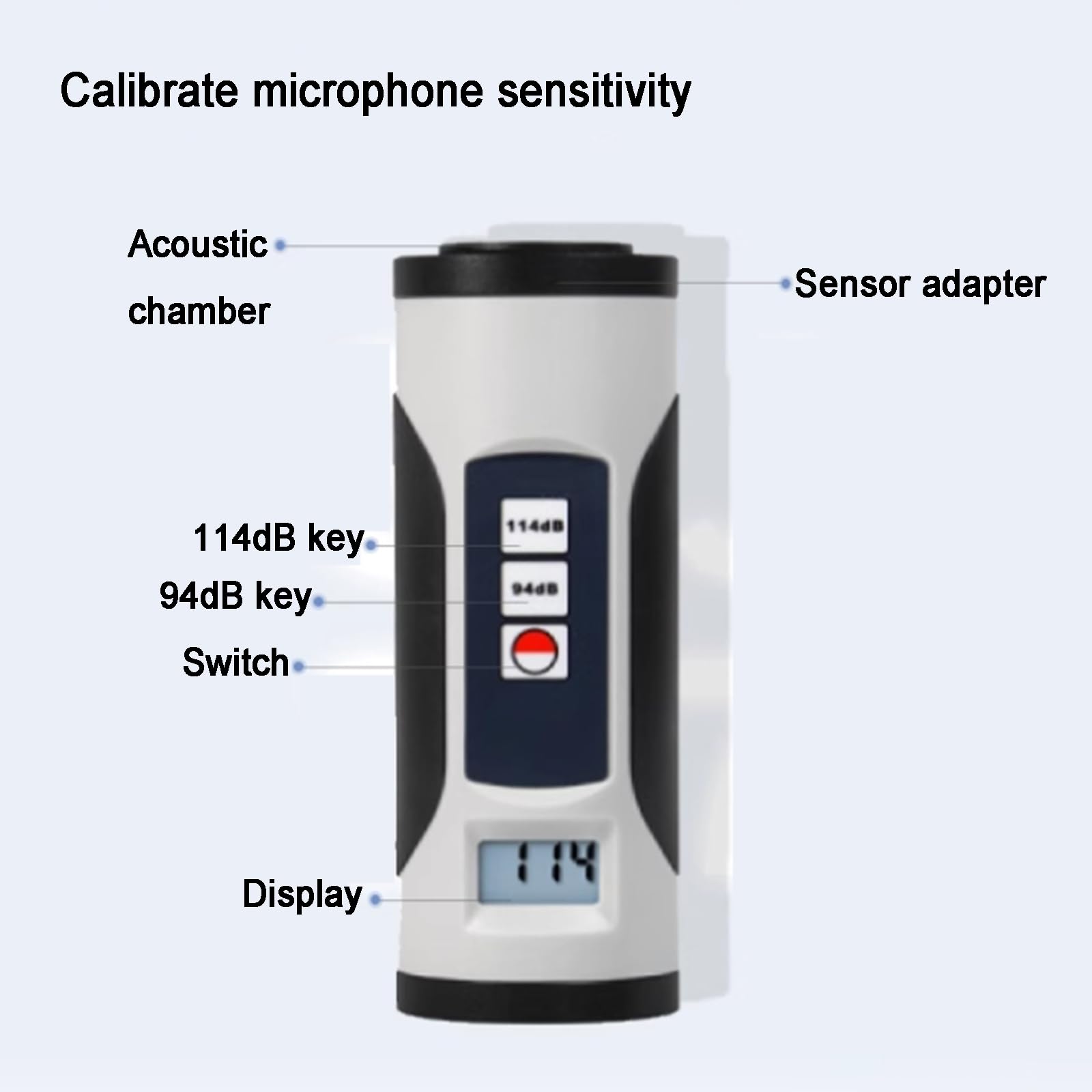 Calibratore di livello sonoro digitale, livello di pressione acustica di 94 dB e 114 dB per microfono da 1 pollici e 1/2 pollici, con schermo LCD, strumento decibel di rumore