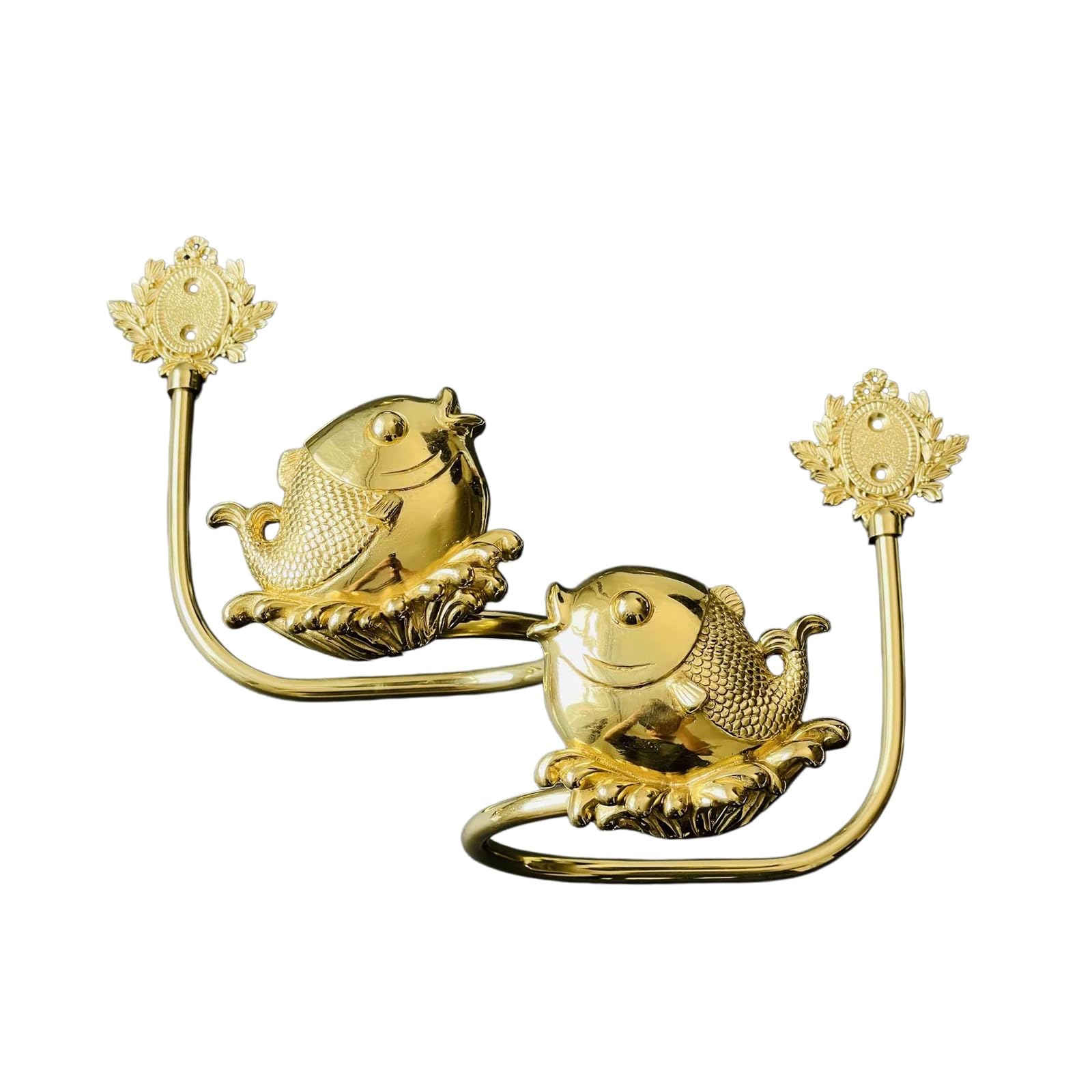 Brass Curtain Holdbacks 2 Pack - Decorative Holders for Drapes & Curtains, Heavy Duty Pull Back Hooks