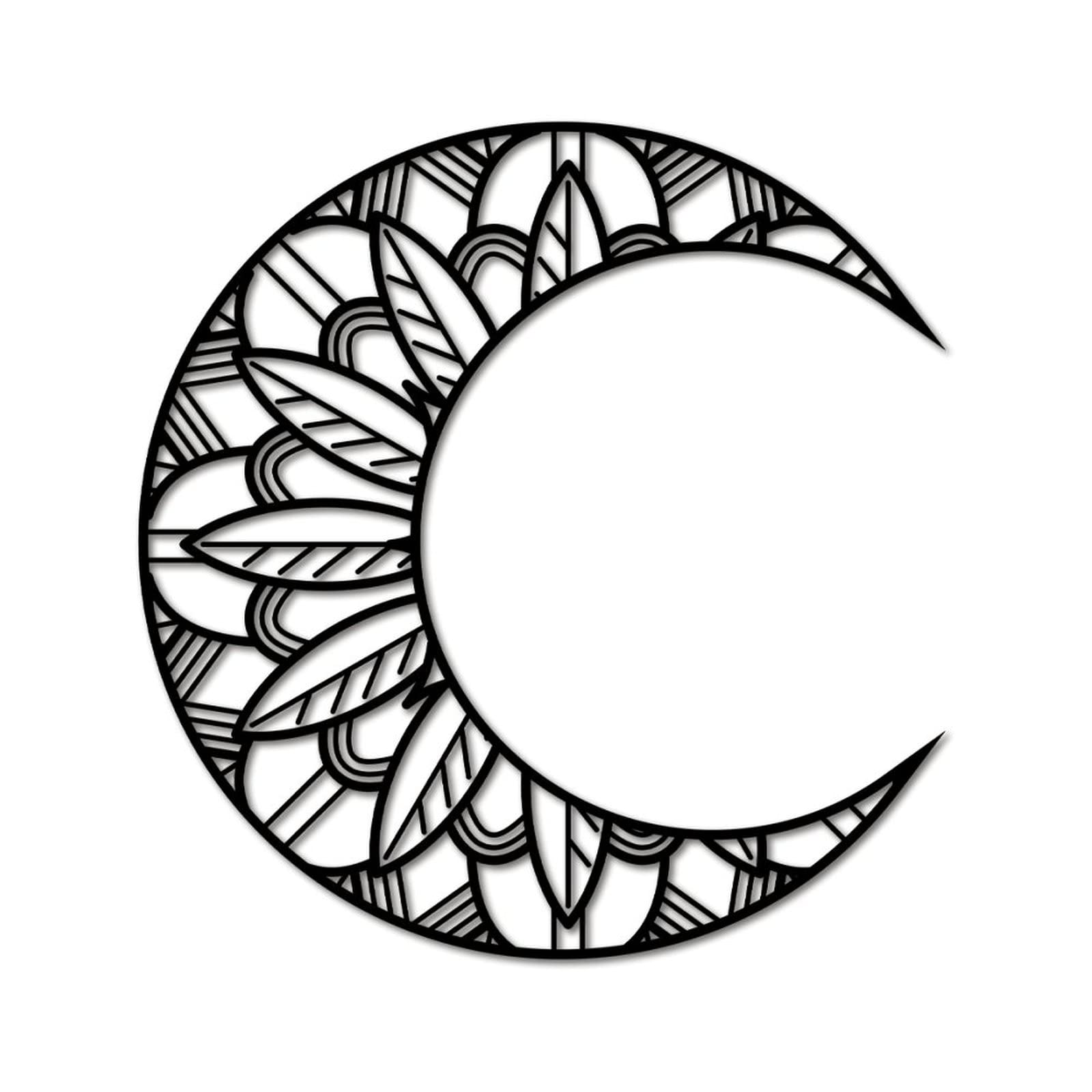 Signe en fer mandala lune fleur pour rompre le vide mural