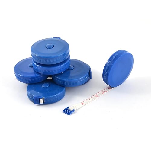 IIVVERR Regla de cinta métrica retráctil de doble cara azul 8 piezas (botón redondo cáscara retráctil de doble cara cinta métrica azul 8 piezas