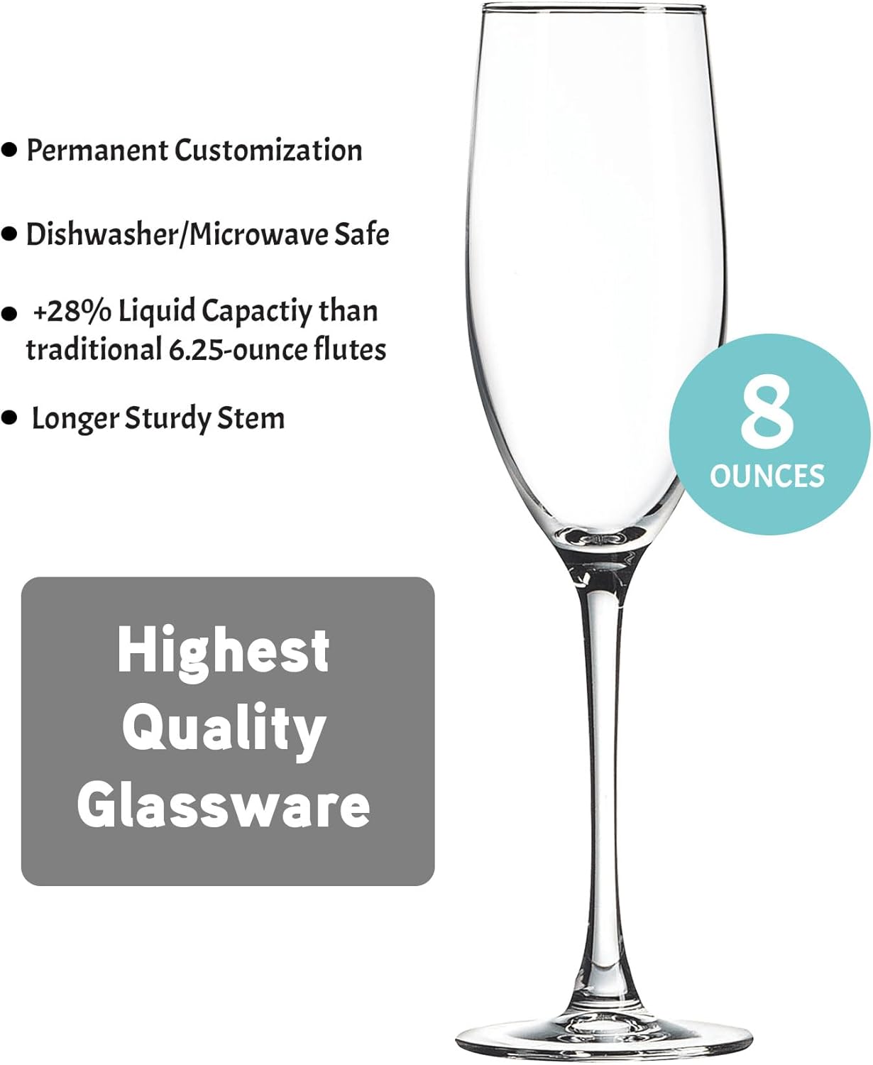 Set of 2, Wedding Anniversary Glasses, 45th Wedding Anniversary of Hearts 8 Oz Laser Engraved Clear Custom Crafted Elegant Champagne Flute Premium Glass Crystal