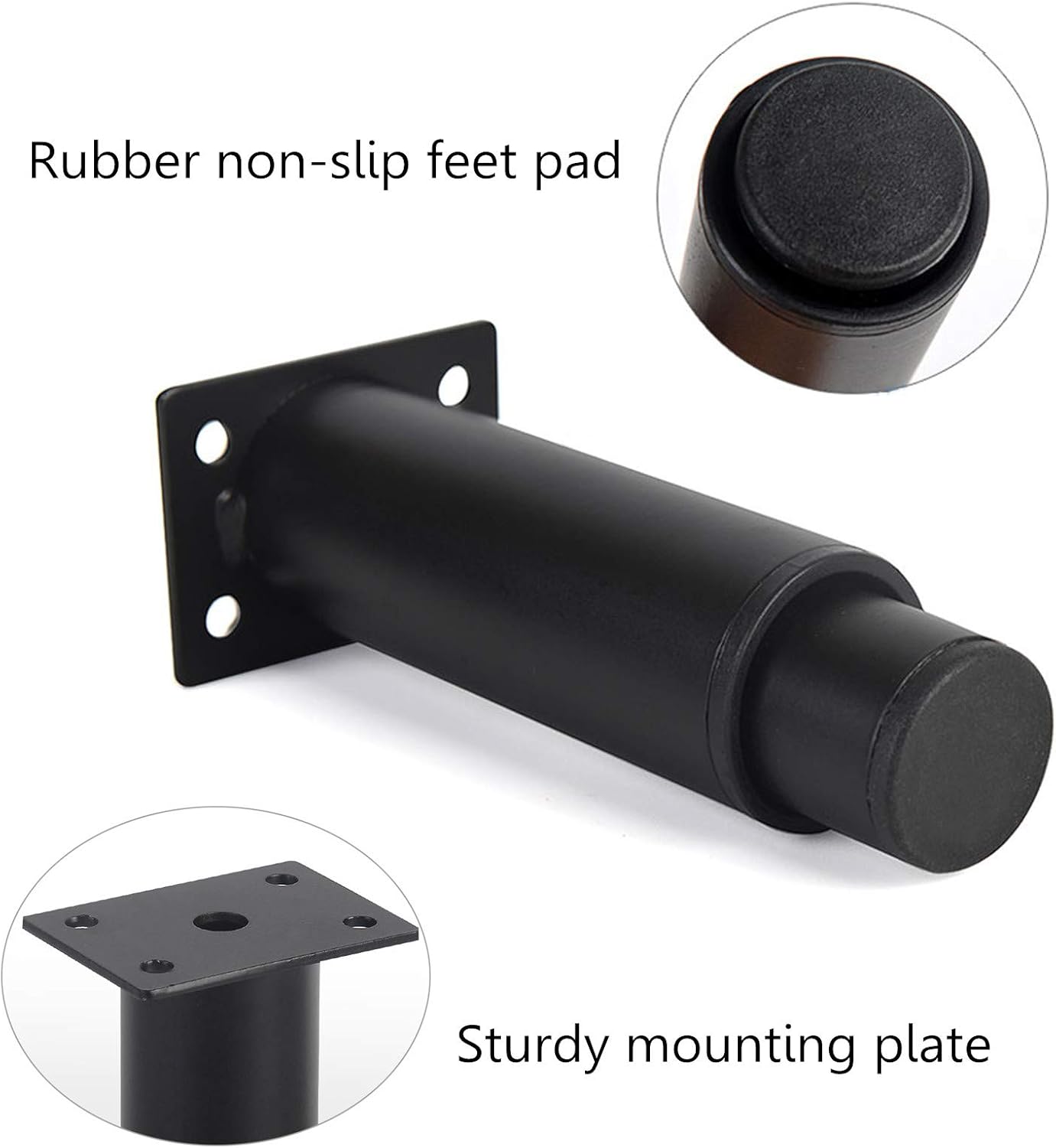 Pack of 4 Adjustable Cabinet Legs, Steel Table Feet, Furniture Legs, Metal Kitchen Shelves, Cabinet, Sofa Chair, TV Bed Feet, Height by Rotating, with Rubber Mat and Screws (White2