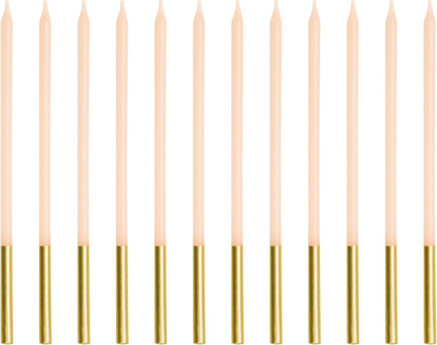 Birthday Candles 14 cm Smooth Set of 12 - Cake Candles for Birthday - Candles for Cake Birthday Cake - Cake Candles - Beige Gold