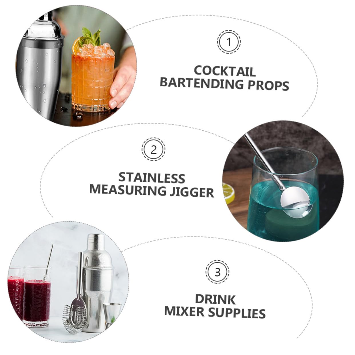 5piezas Coctelera De Acero Inoxidable Accesorios para Coctelería Colador Profesional Medidor De Acero Inoxidable para Bebidas La Barra
