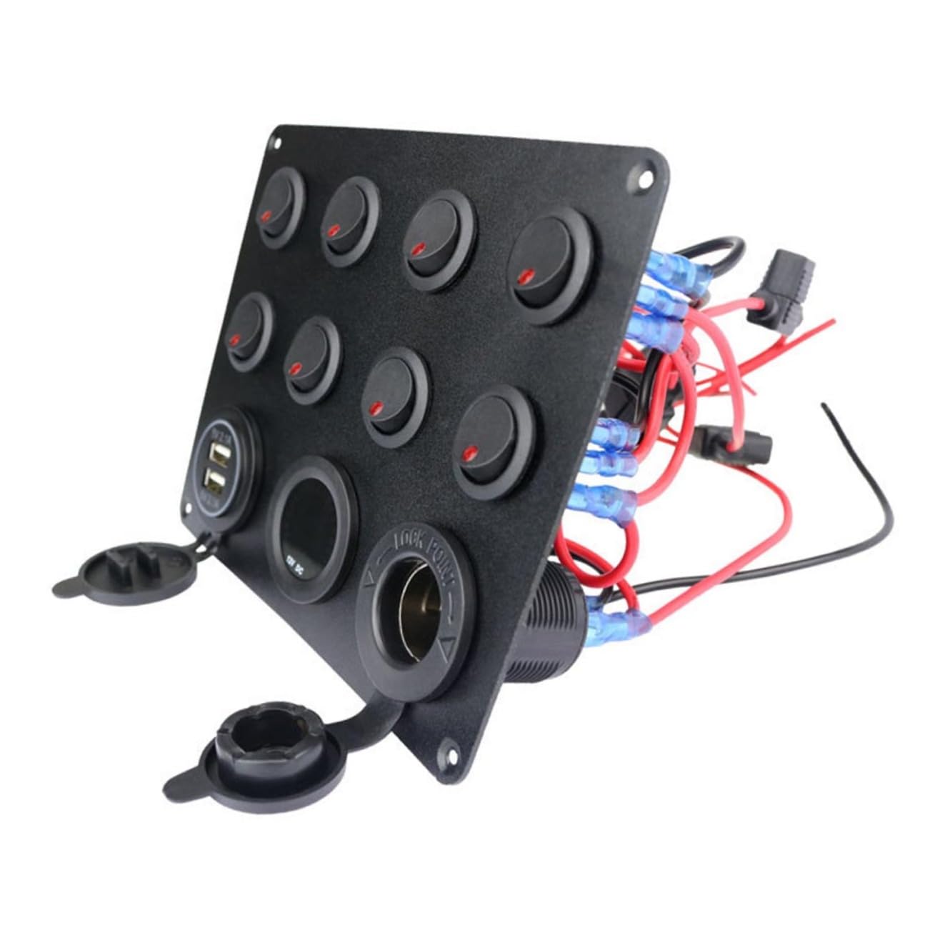 FUNOMOCYA 12v-24v 8 Button Rv Car Boat Marine Toggle Switch Panel Digital Voltmeter Double USB Ports