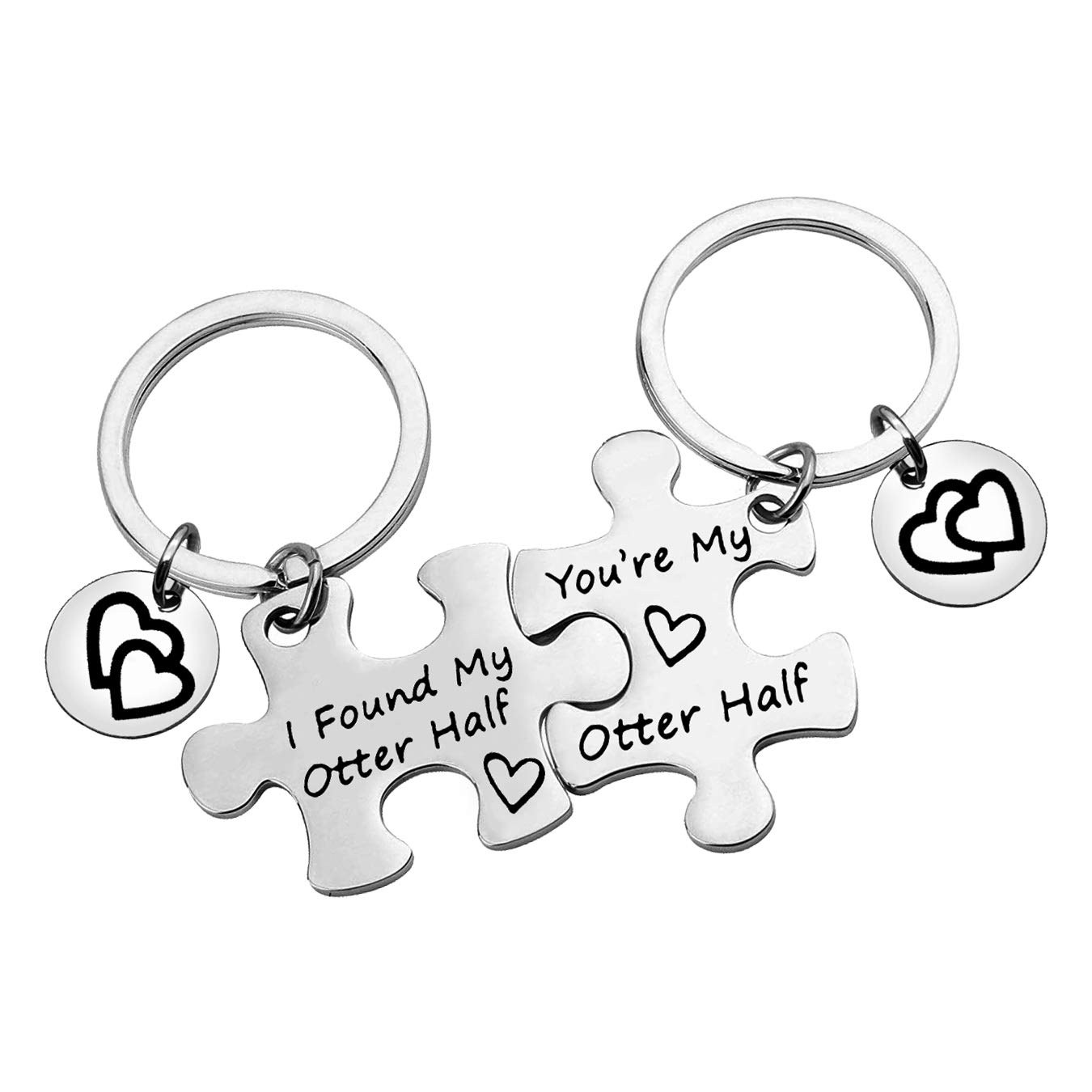 Huwujiu Silver Valentines Day Gifts For Couple Anniversary Keyring Gifts For Boyfriend Girlfriend Husband Wife You're My Otter Half I Found My Otter Half Keyring Set Wedding Christmas Birthday Gift