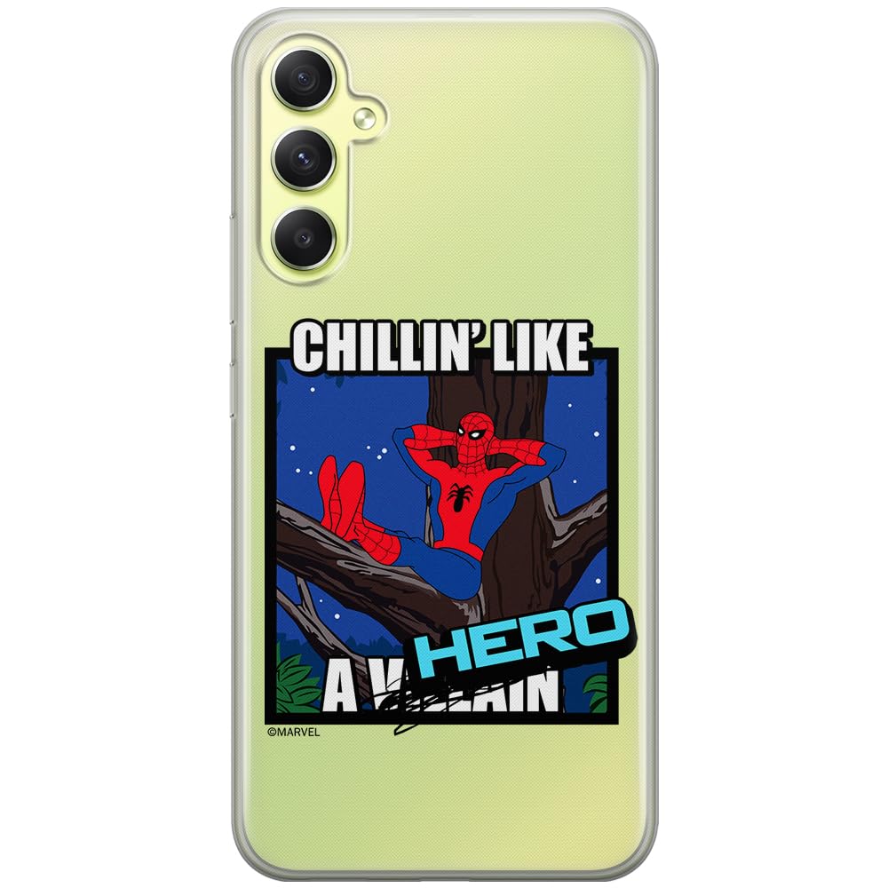 ERT GROUP mobile phone case for Samsung A34 5G original and officially Licensed Marvel pattern Spider Man 033 optimally adapted to the shape of the mobile phone, partially transparent