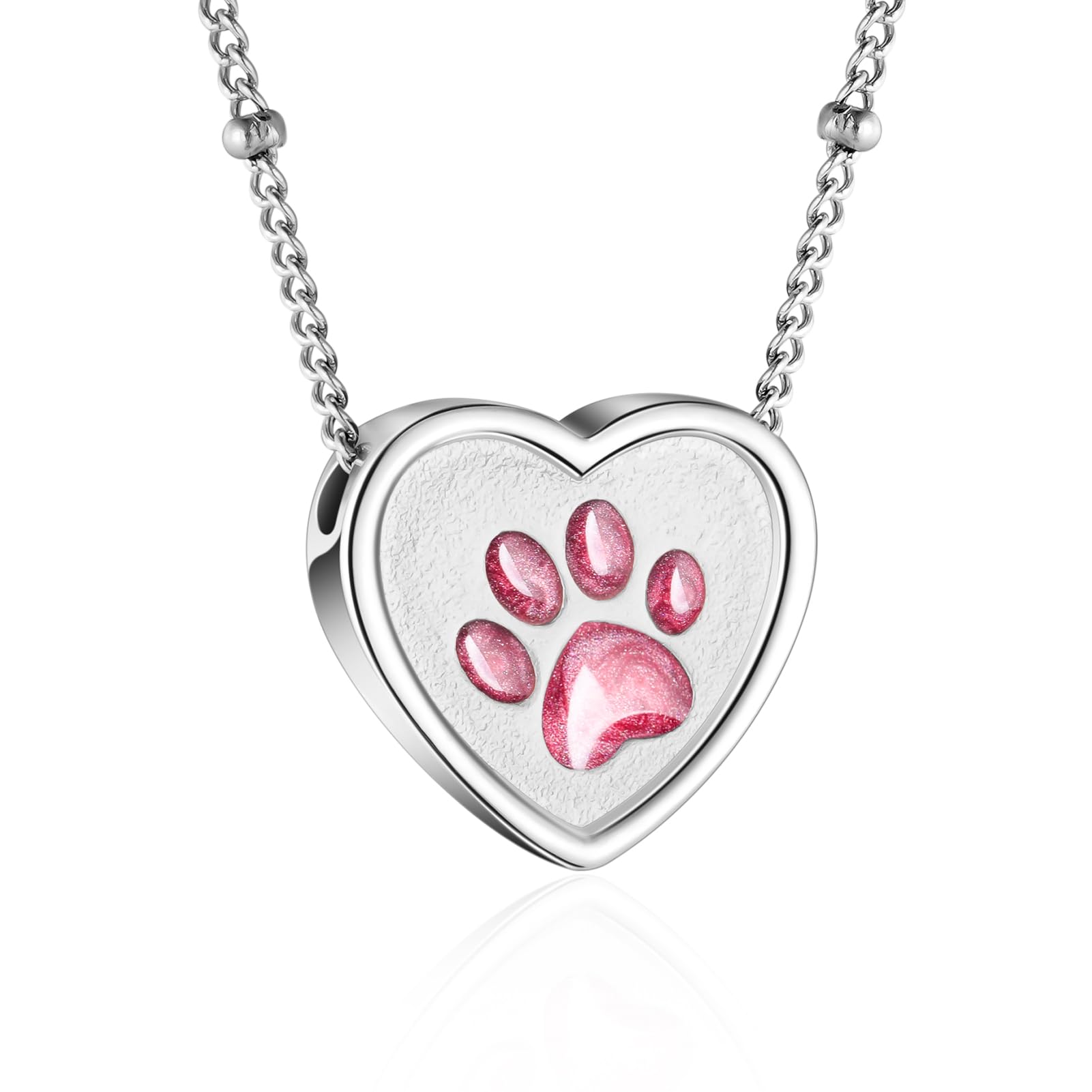 abooxiuUrn Necklace for Ashes Moon Ashes Necklace Stainless Steel Cremation Necklace for Pet Memorial Ashes Holder - You Left Paw Prints on My Heart