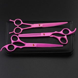 Cortapelos para mascotas, color rosa, juego de tijeras profesionales para el cuidado de perros y mascotas, cortapelos para gatos, tijeras rectas, tijeras curvas, tijeras especiales para perros