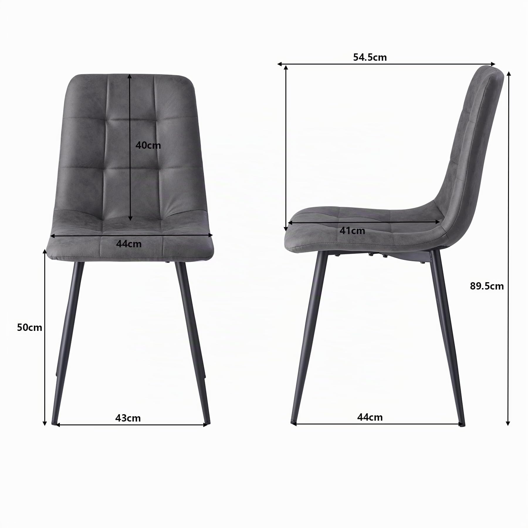 Set di 8 Sedie da Pranzo Moderne, Sedie da Cucina Imbottite, Sedie da Pranzo in Ecopelle per Cucina, Sala da Pranzo, Soggiorno, Camera da Letto (Grigio Scuro)