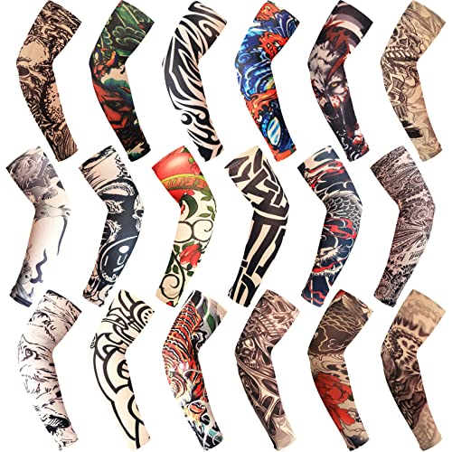Bulefsea 18 Pcs Temporary Arts Tattoo Sleeves For Men And Women Soft Elasticity Sunscreen Slip On Fake Tattoo Sleeves Kit #TOP5