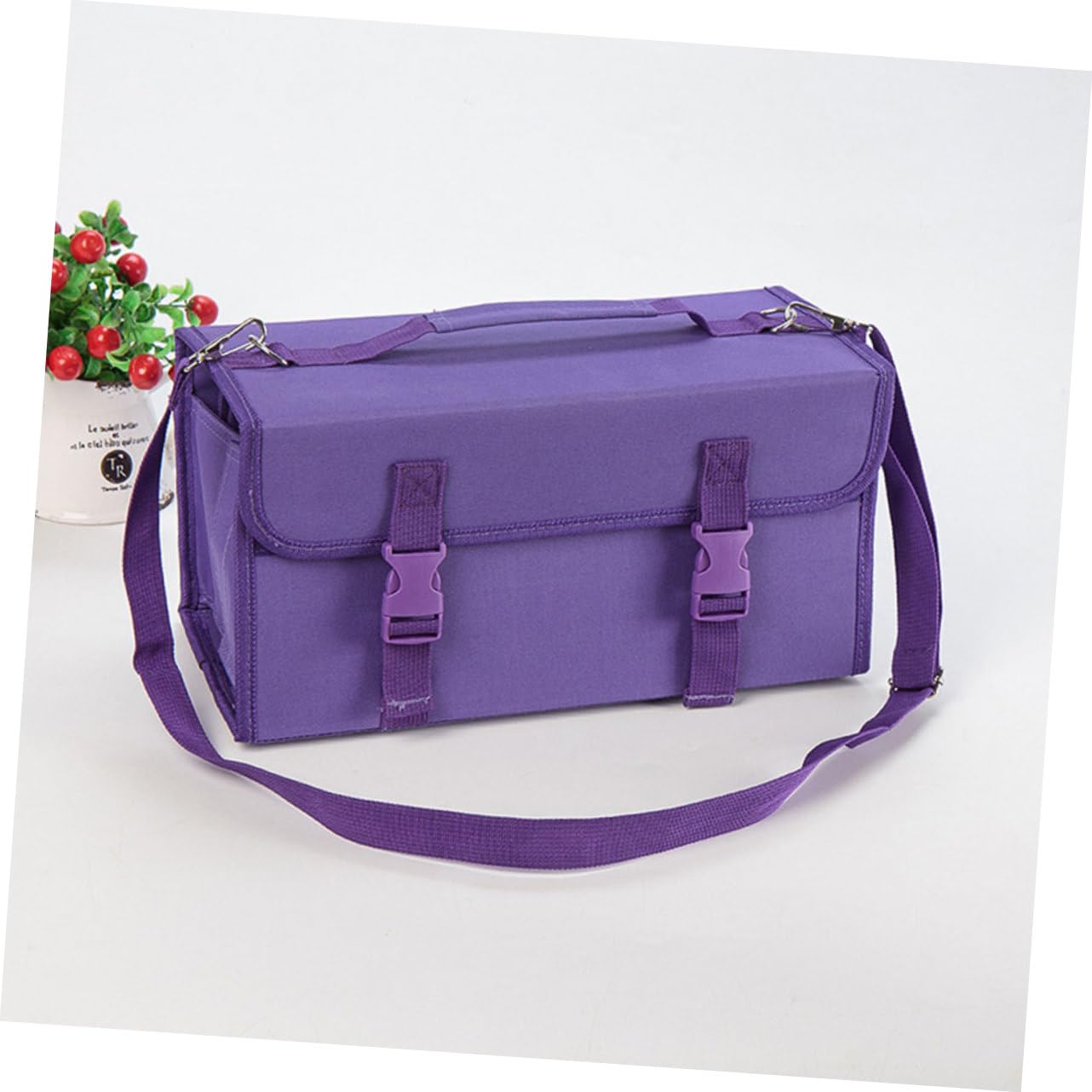 Borsa Porta Pennarelli Scomparti con Cerniera e Tracolla Custodia Resistente per Penne e Accessori Adatta Tavolo o Armadietto
