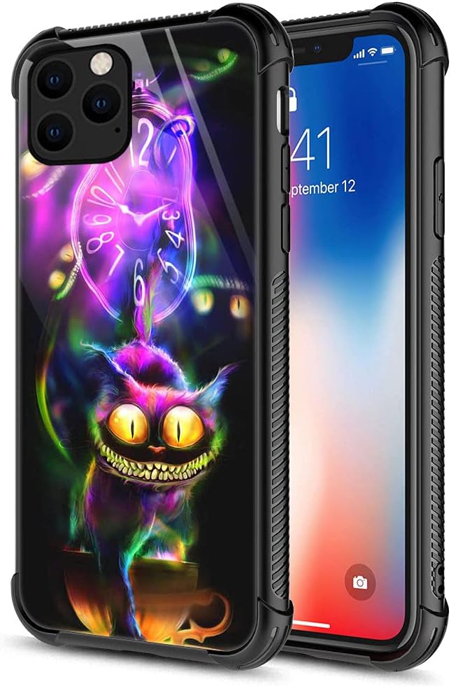 iPhone 12 Pro Case, Cheshire Cat iPhone 12 Pro Cases, Back+Soft Silicone TPU Shock Fall Prevention Protective Case for Apple iPhone 12/12 Pro