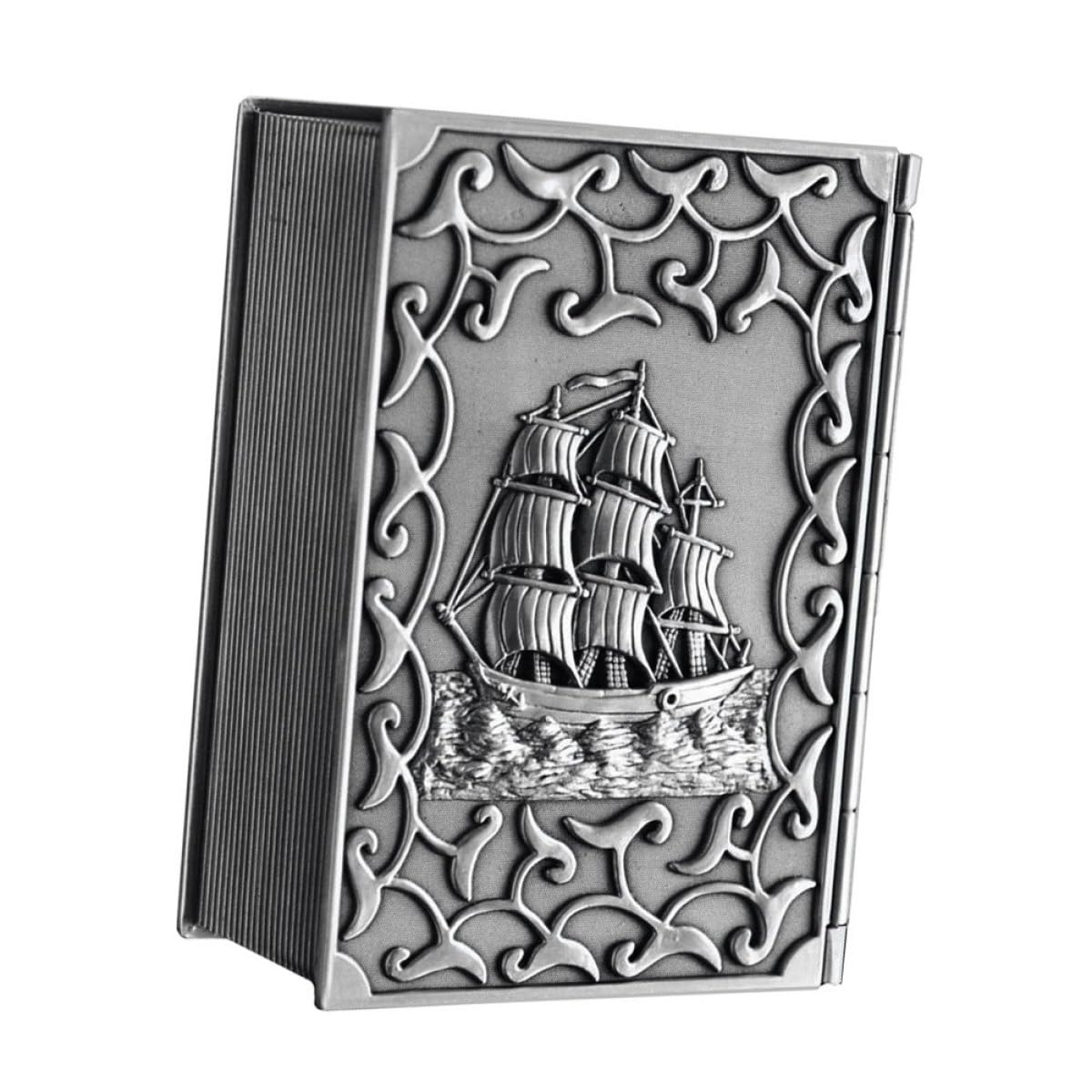 Boîte à bijoux pirate rangement argenté en alliage de zinc délicat