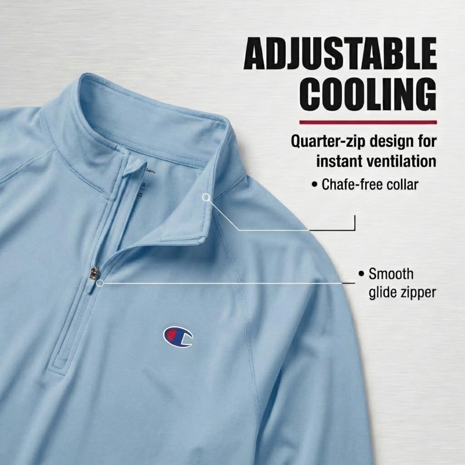 Champion Mens Quarter Zip Pullover Sun Shirt - Long Sleeve UV Protection UPF 50+ 1/4 Zip Rash Guard for Golf Fishing
