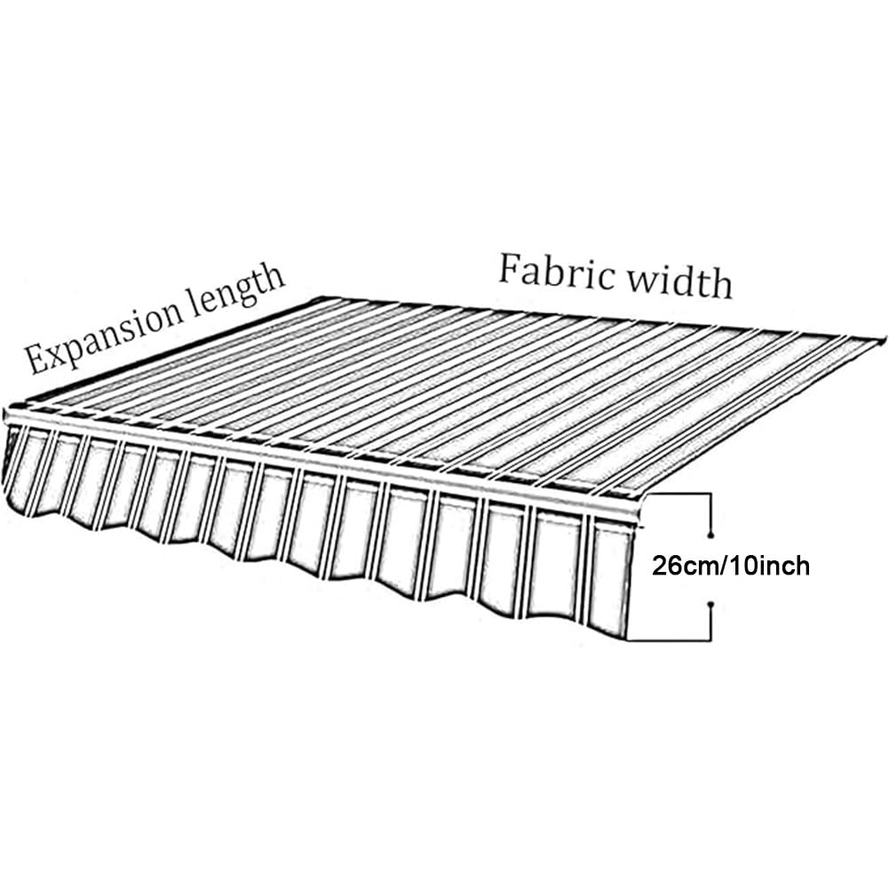 Markiza tarasowa w szaro-białe paski, tkanina do użytku na zewnątrz, osłona przeciwsłoneczna, zapasowa, tkanina (350 x 300 cm) odporna na działanie promieni UV, odporna na warunki atmosferyczne