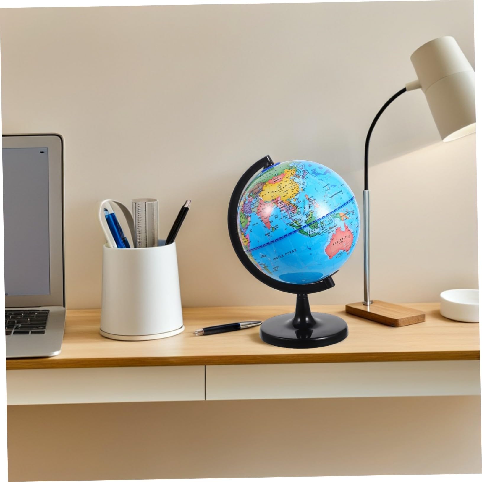 SHINEOFI Globo Dell’apprendimento Grande con Mappa del Mondo per Ragazzo Ragazza, Mappamondo Educativo Rotante con Base Stabile, Strumento Didattico per Classe e Uso Domestico