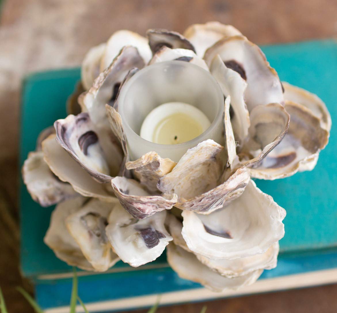 KALALOU Oyster Shell Flower Votive Holder Set of 4