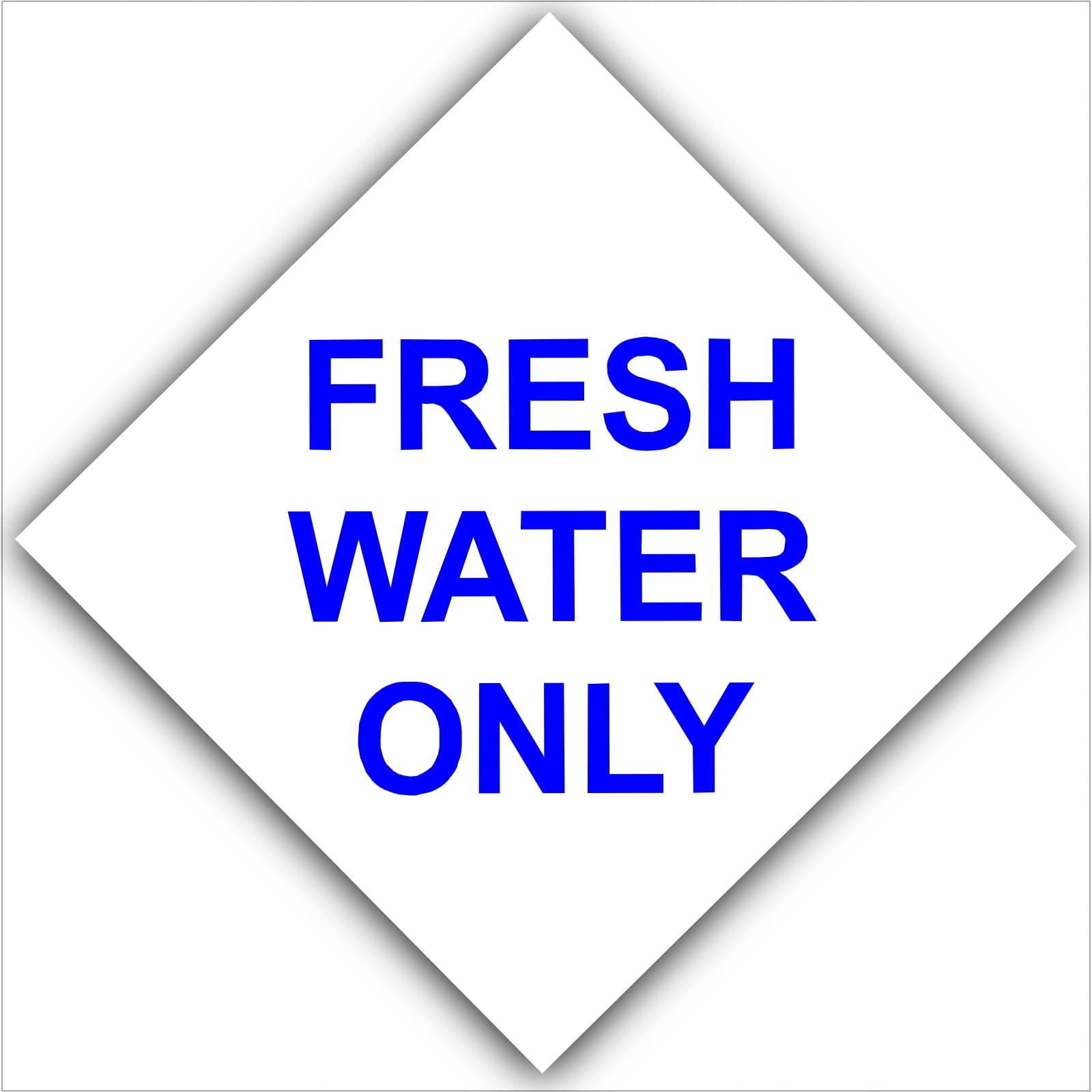 Platinum Place Blue Print Onto A White Backing - External Application 1 X Fresh Water Only Sticker Self Adhesive Sign Warning Health And Safety Label Caravan Campervan Camping Blue On White 87Mm