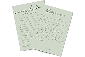 Whaline Sage Green Baby Shower Predictions & Advice Cards - Perfect Way...