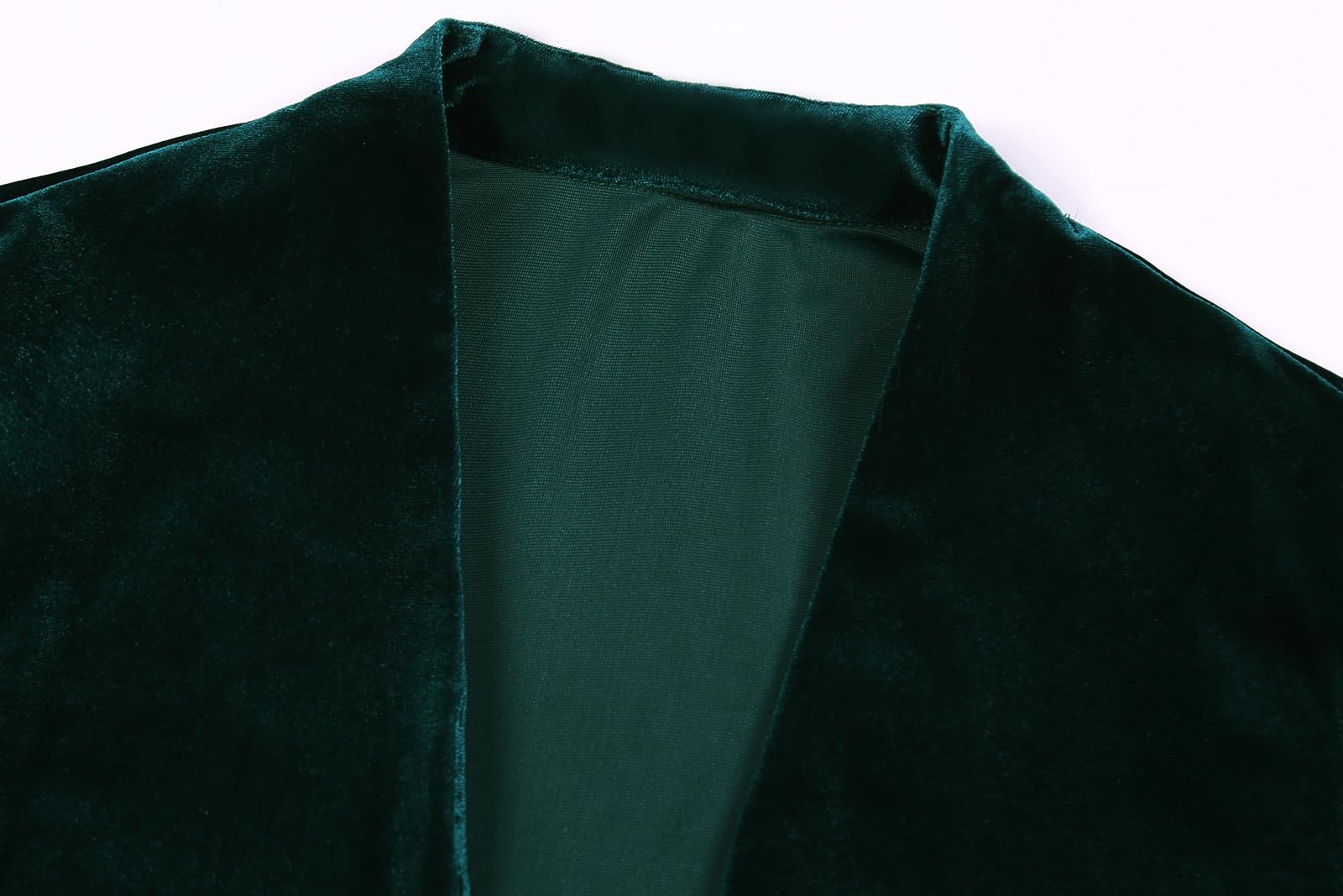 Cárdigan bolero para mujer, con frente abierto, de terciopelo, recortado, fruncido, manga 3/4