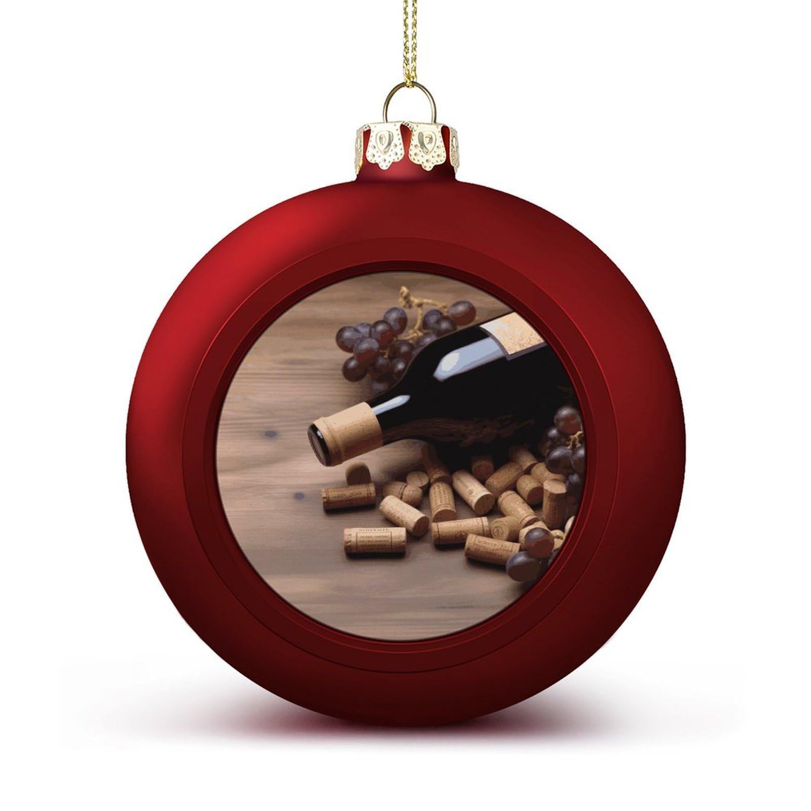 2024 Christmas Ball Ornaments 2.4 Inch Shatterproof Wine Bottle Corks Grapes Christmas Tree Decorations Balls Red-Style Hanging Christmas Ornaments for Xmas Tree Holiday Decoration