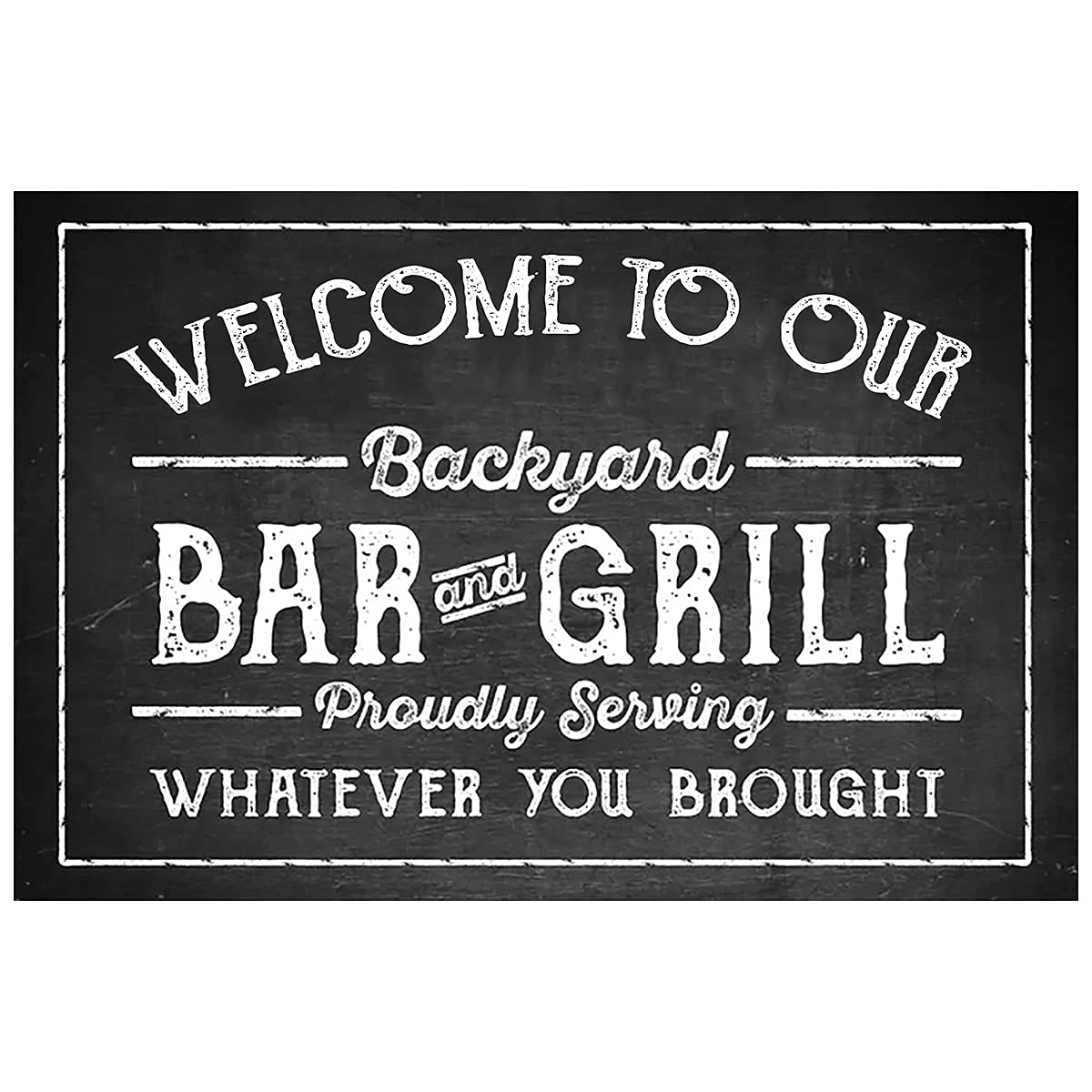 Lawenp Welcome to Our Backyard Bar and Grill Vintage Wall Decor Bar Decor Aluminum Sign for Home Kitchen Bar Funny Sarcastic Metal 8 x 12 Inches Tin Sign