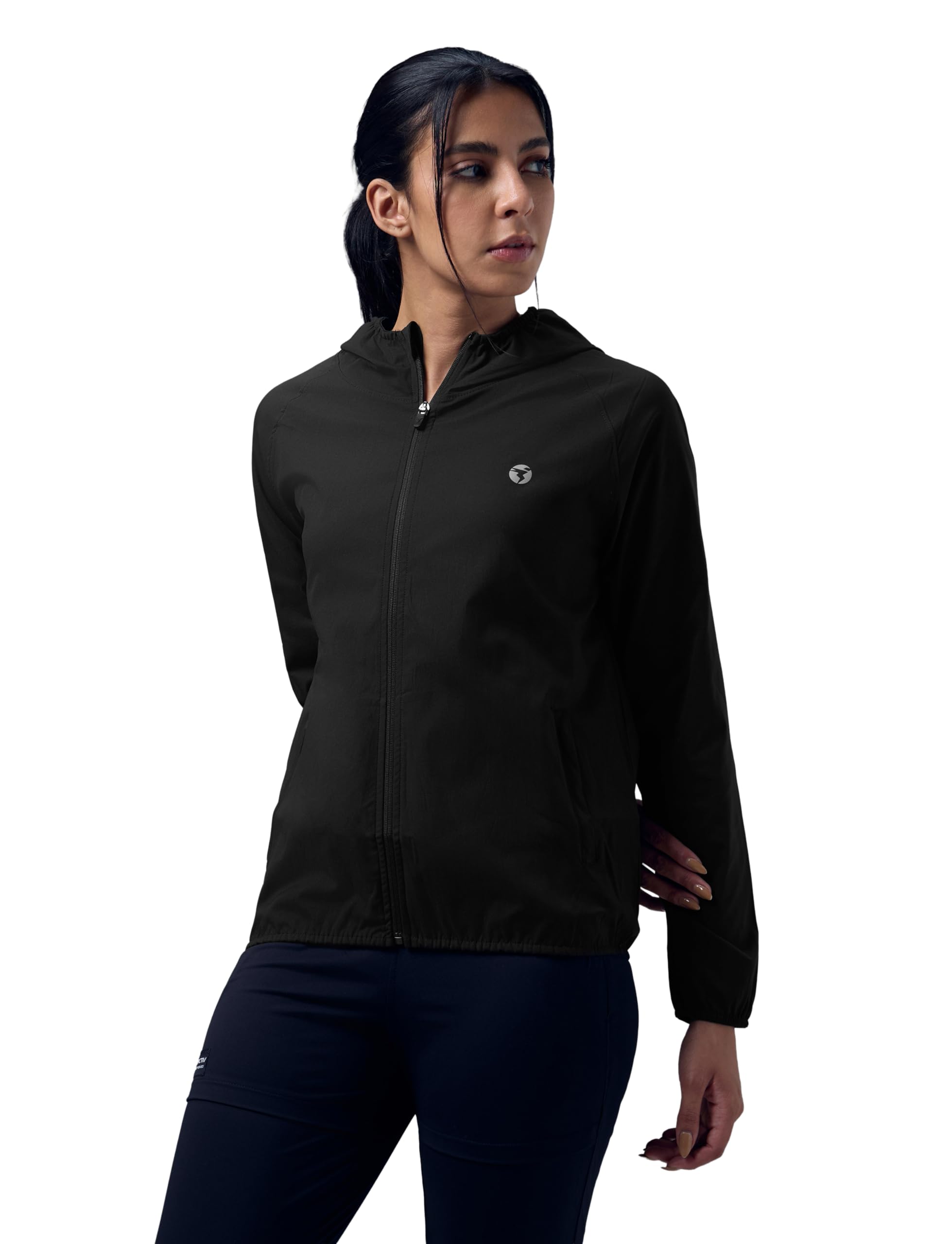 Women's Regular Fit Solid Hooded Neck Jacket With Ts Flexi, UPF50+ for Sports, Gym & Regular Use-image-35