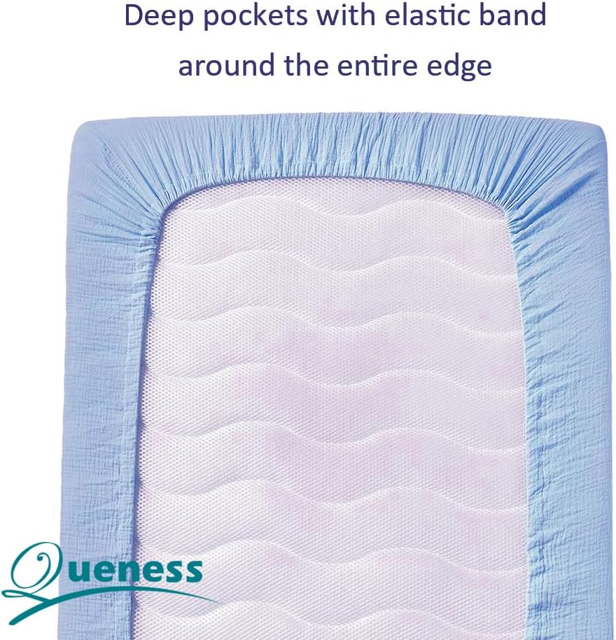 Muslin Crib Sheets for Baby Boys Girls, Neutral Fitted Crib Mattress Sheet | for Standard Crib and Toddler Mattress, Soft and Breathable, 28” x 52” (Sky Blue)