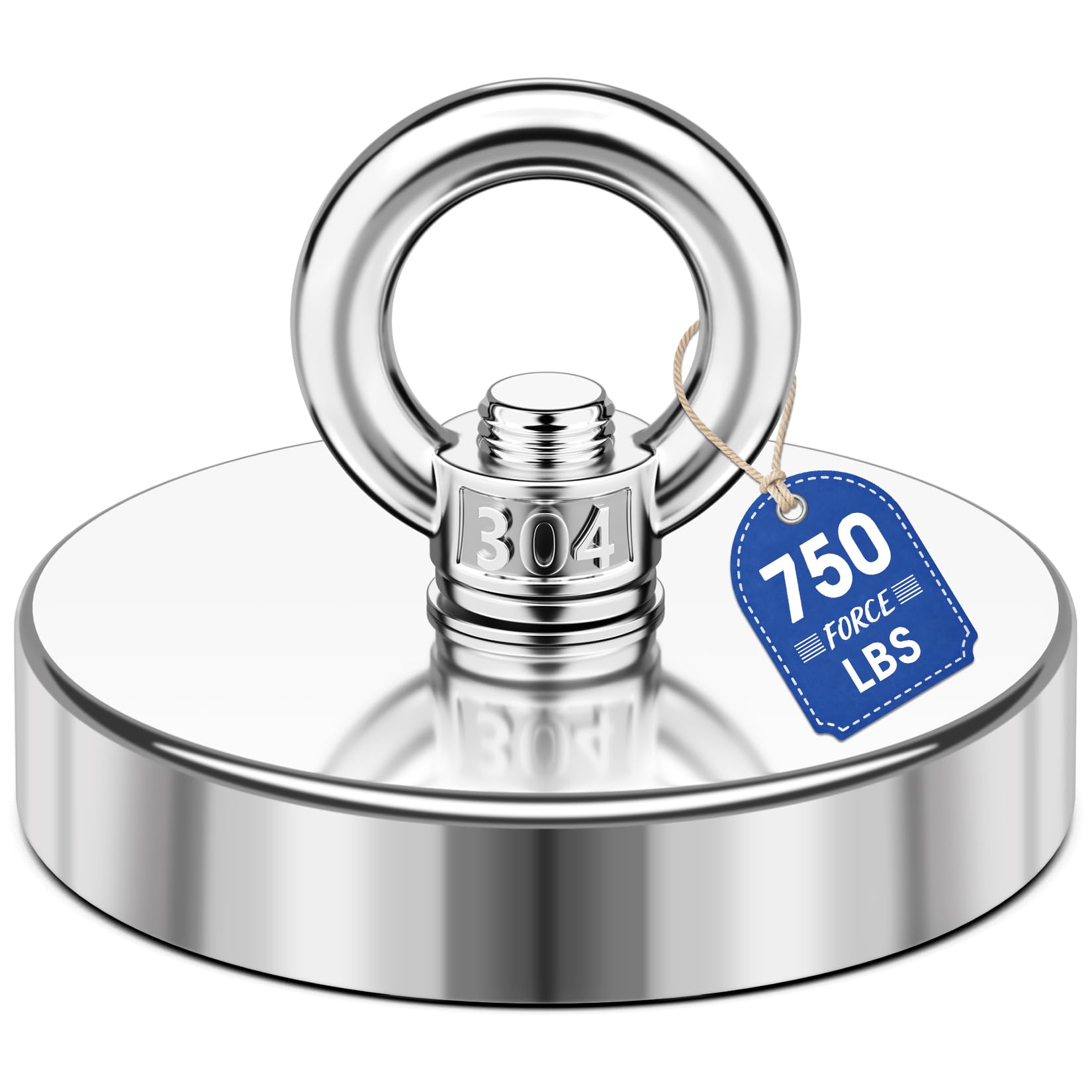 Junarter Neodymium Fishing Magnet, 750 lbs Strong Magnet Fishing, Magnetic Fishing Magnets, Rare Earth Magnet with Countersunk Hole Eyebolt for