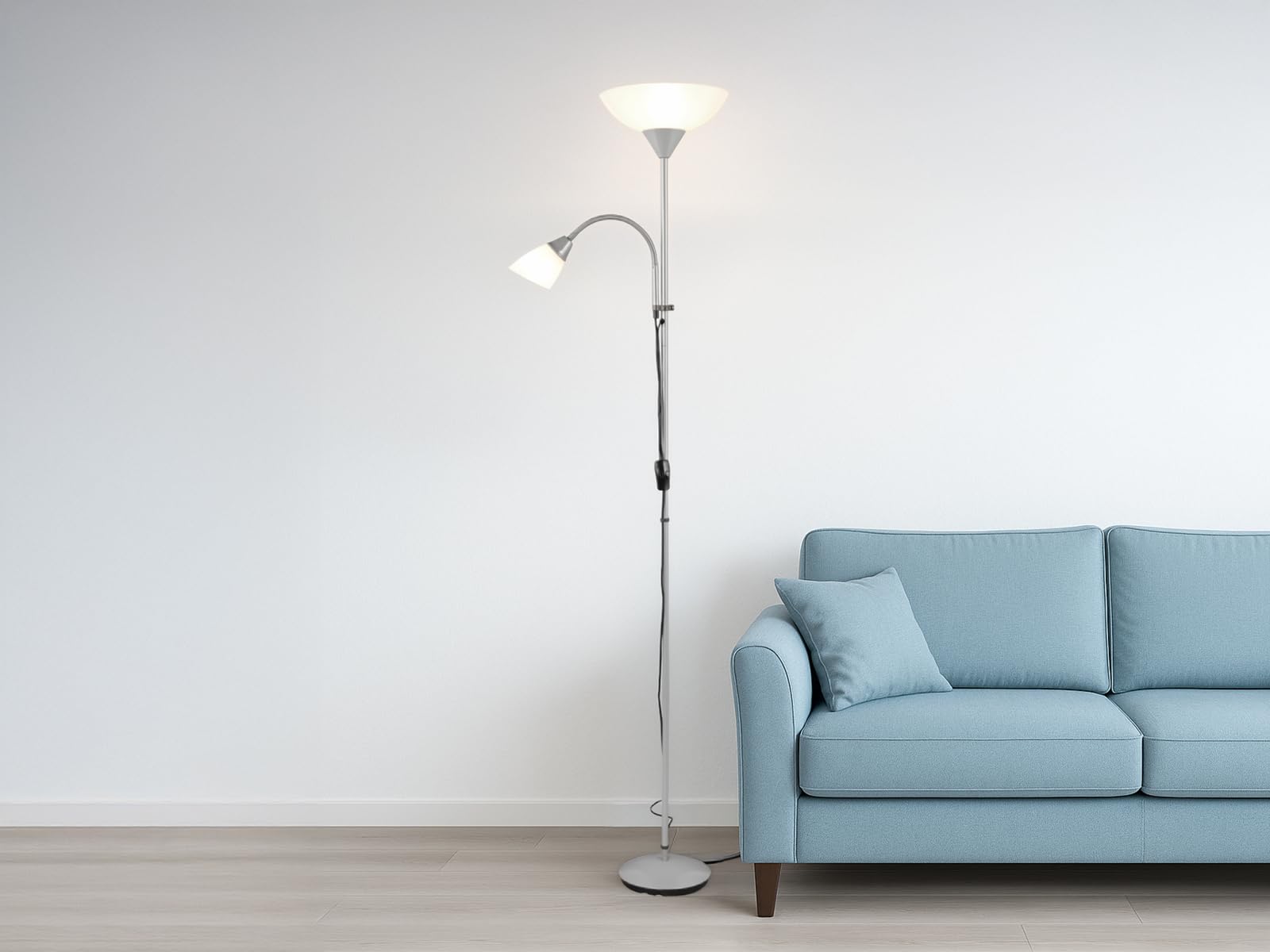 Lampada Da Terra Tommy Flessibile Con 2/1 Lampada Paralume H. 130cm E14 Trio Lighting