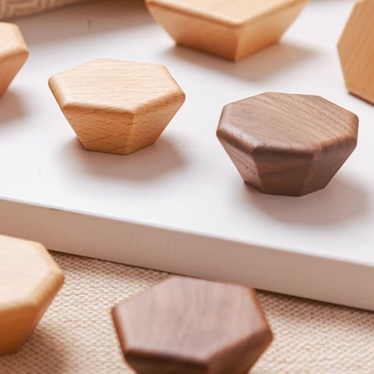 Pomelli ottagonali per cassetti, 60 mm, 10 pezzi, in legno di noce, pomelli ottagonali per ante di armadi, pomelli di ricambio per armadi, mobili, cucina, grandi dimensioni