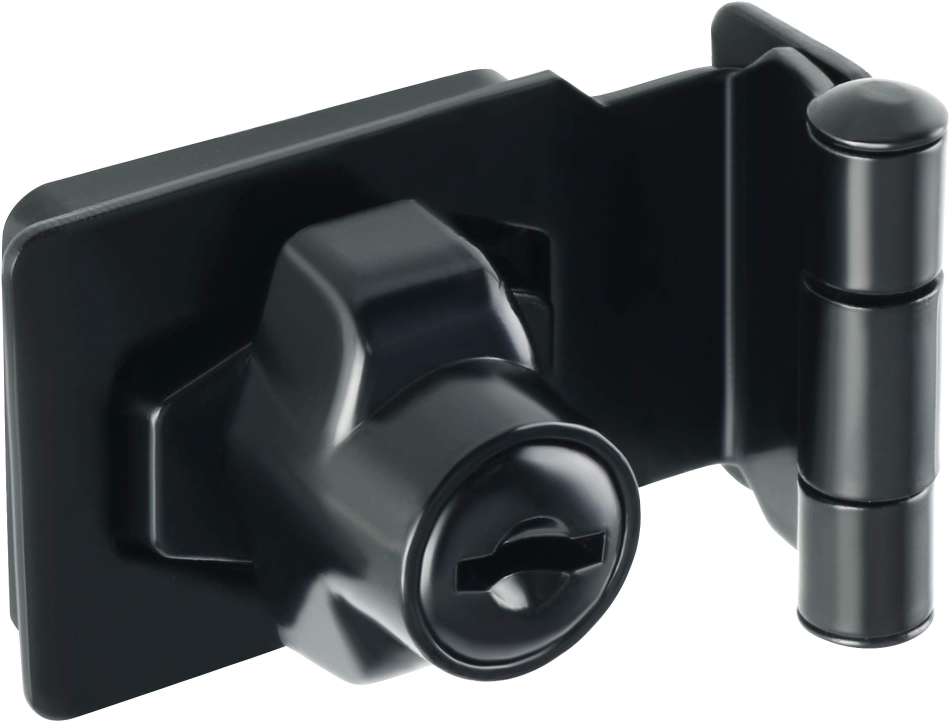 Alise Hasp Lock Right Angle 90°,Door Hinge Lock with Keys Clasp Latch Hinges Locks for Doors,2.5 Inch Black Chest Latches,Without Padlock