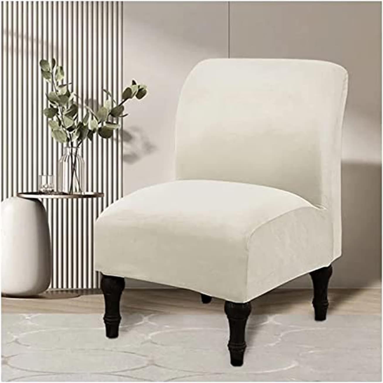 ZFFOZZ Stretch Armless Chair Accent Covers, Velvet Soft Accent Chair Cover no Arms, Removable Armless Chair Covers Washable(A)